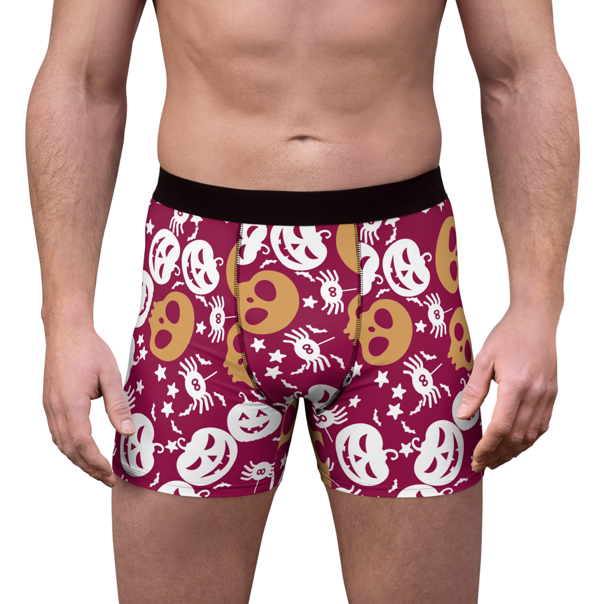 Men's boxer briefs halloween pumpkin spider web berry