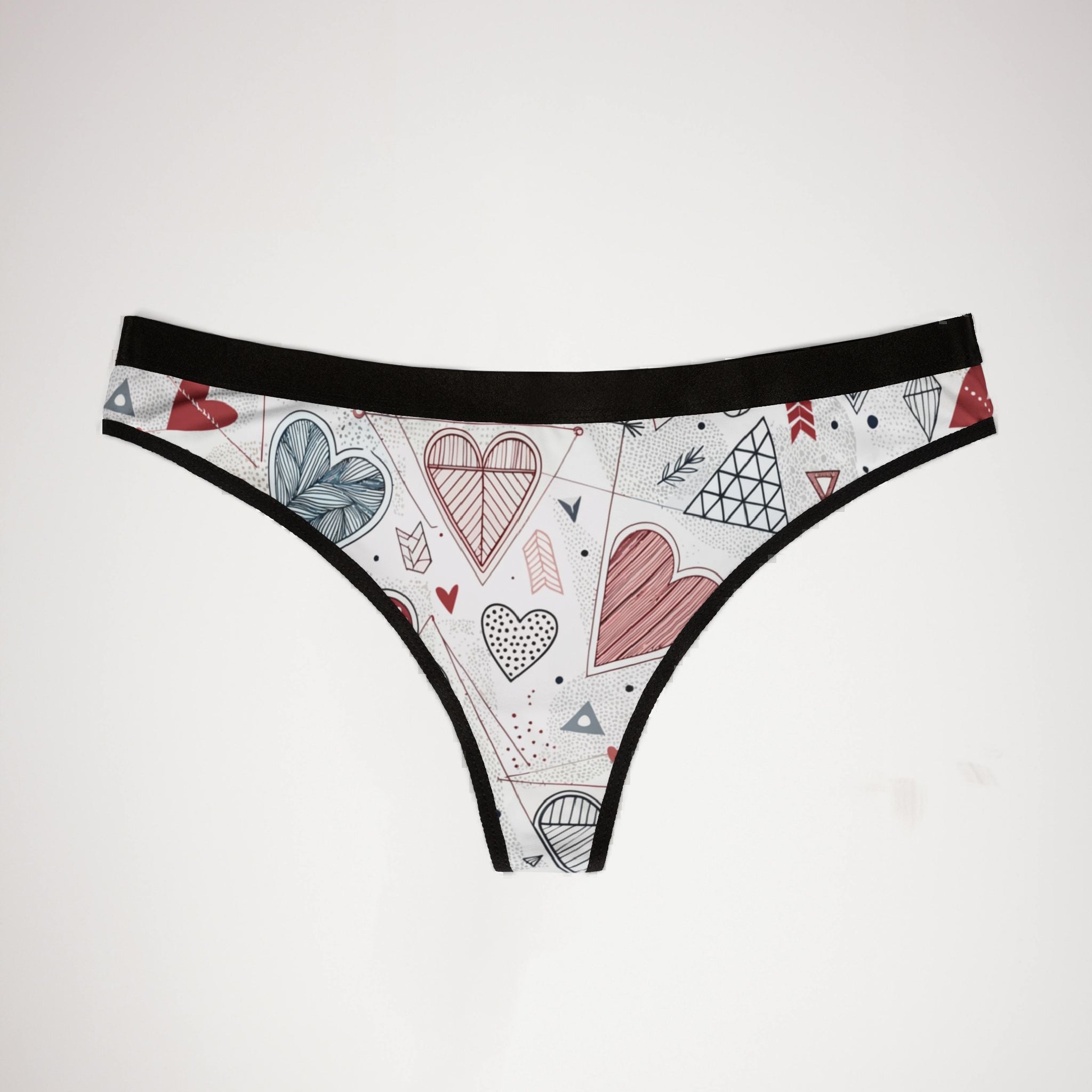 Women's thongs valentine heart retro one