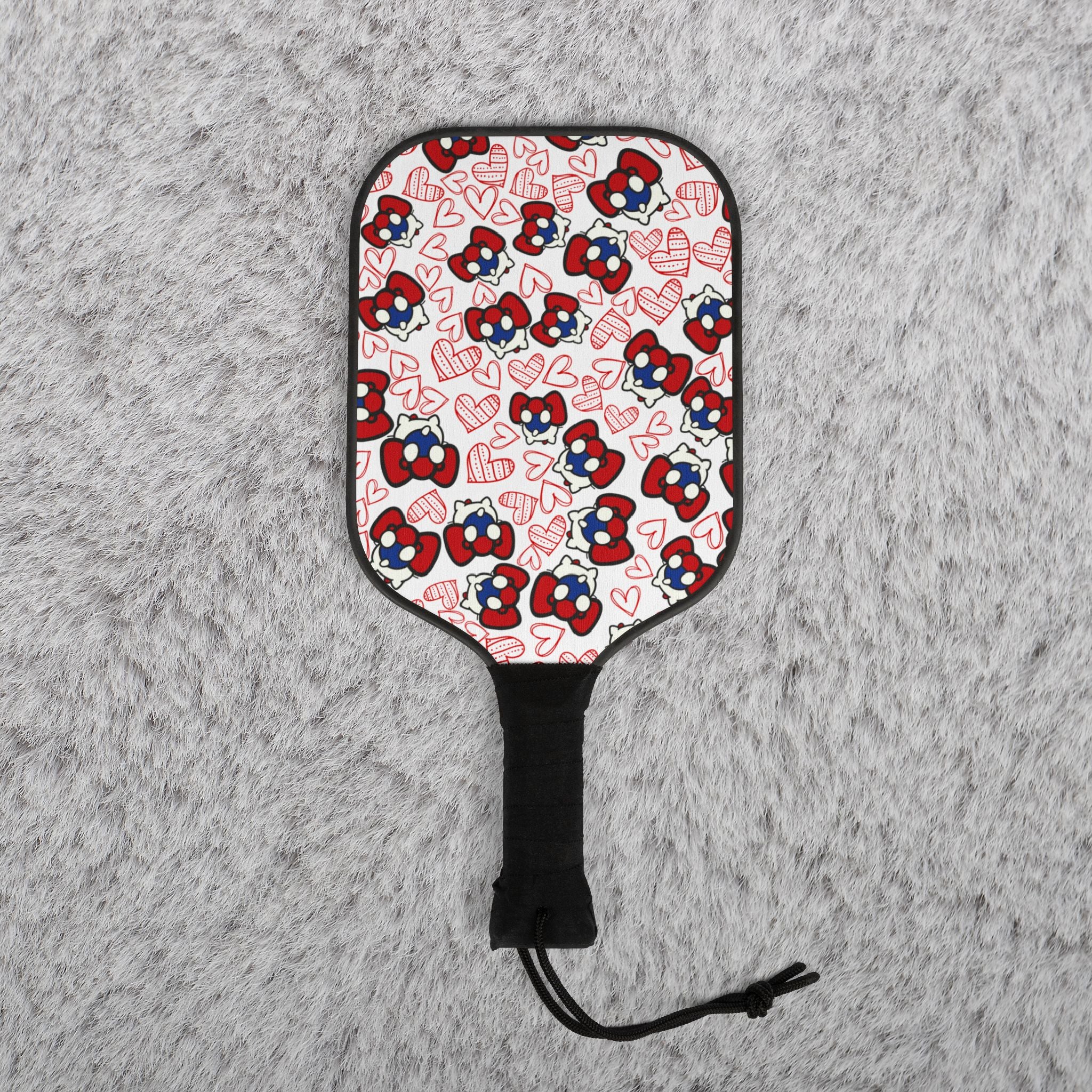 Pickleball kit (2 paddles + 2 balls + transparent bag) cherry kitty back heart white