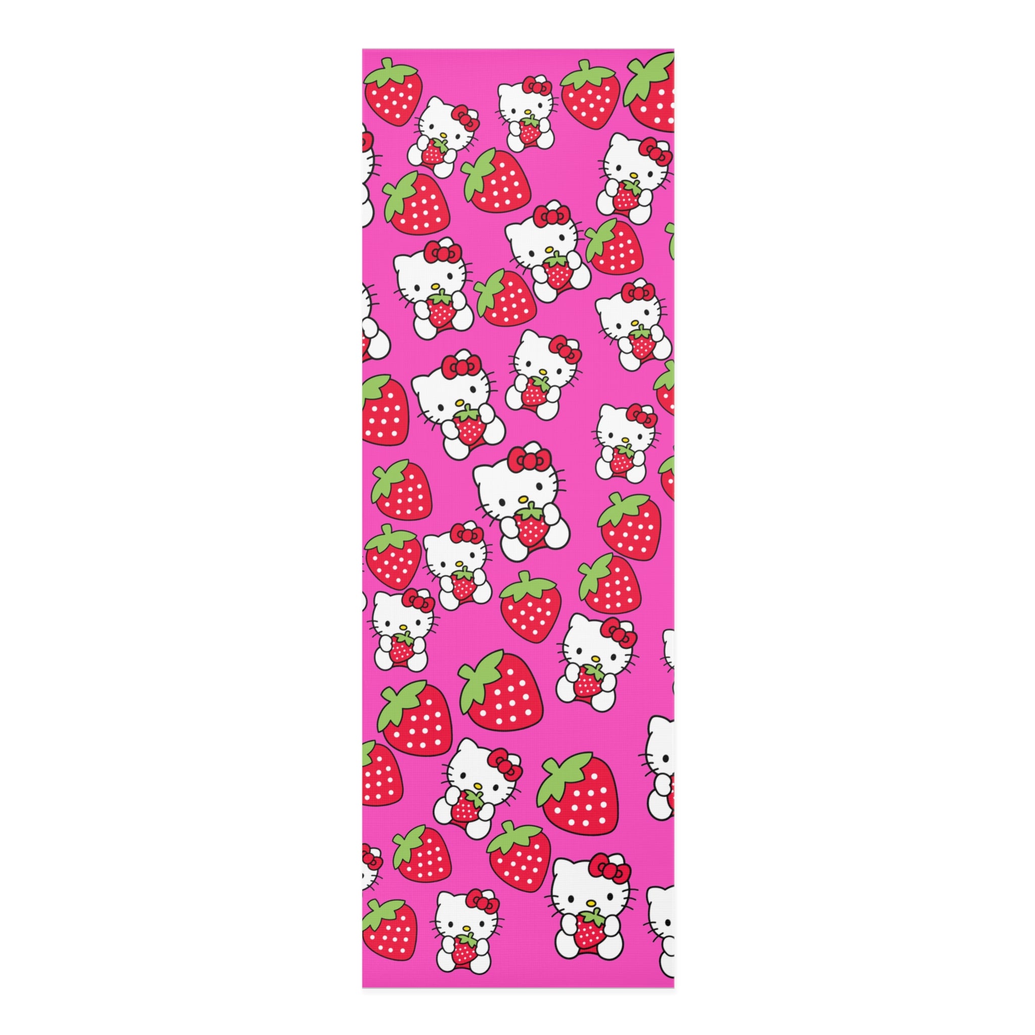 Foam yoga mat kitty strawberry valentine love pink