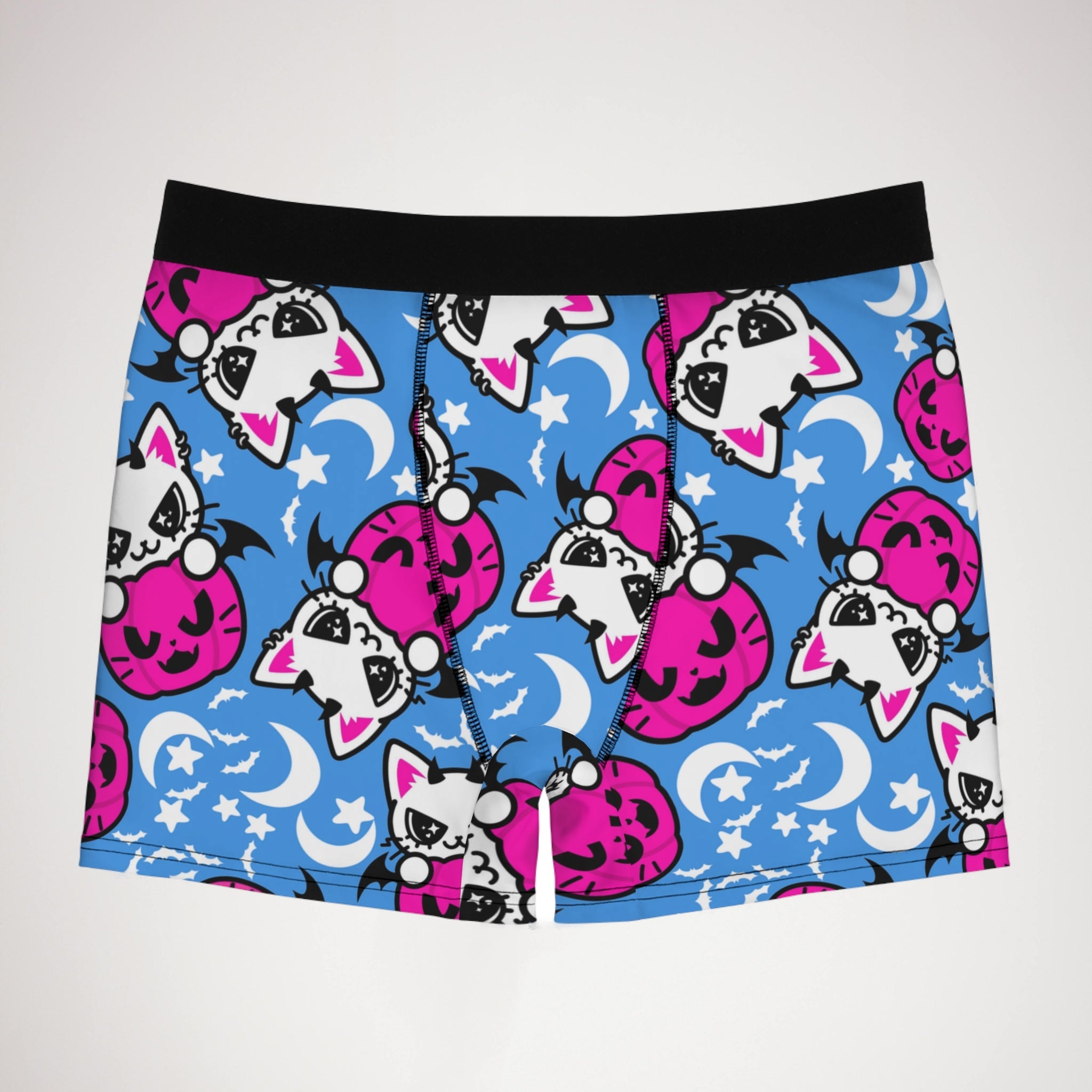 Men's boxer briefs cat kitty bumpkin halloween cyan