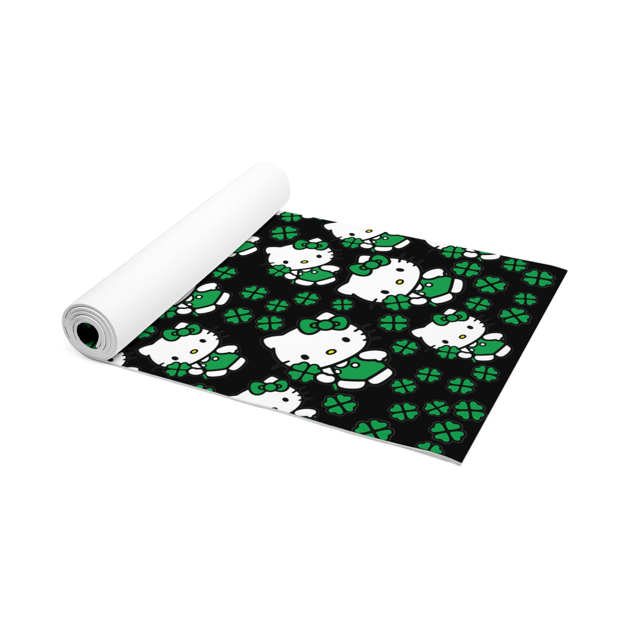 Foam yoga mat kitty saint patrick lucky black