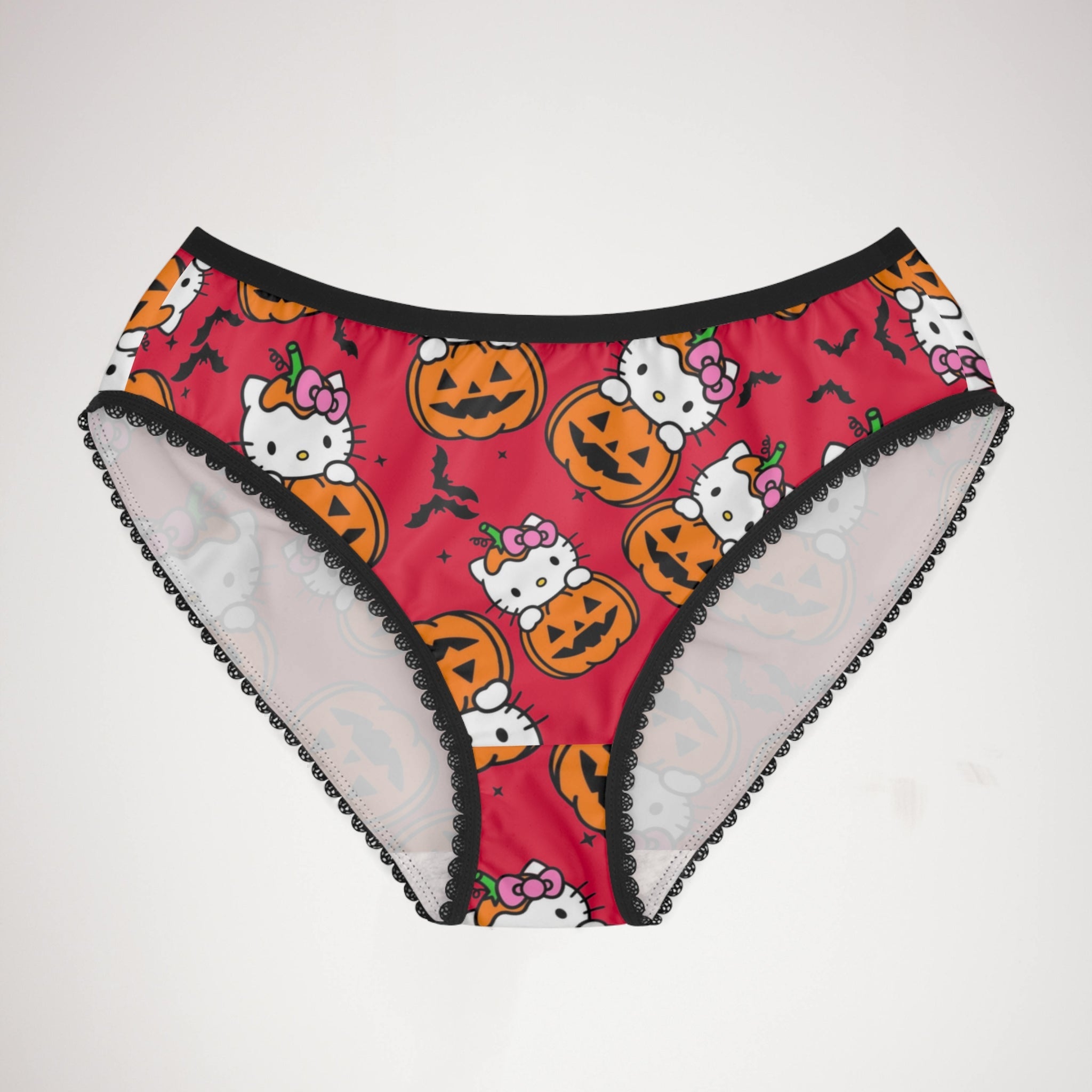 Women's briefs kitty hold pumpkin Halloween red