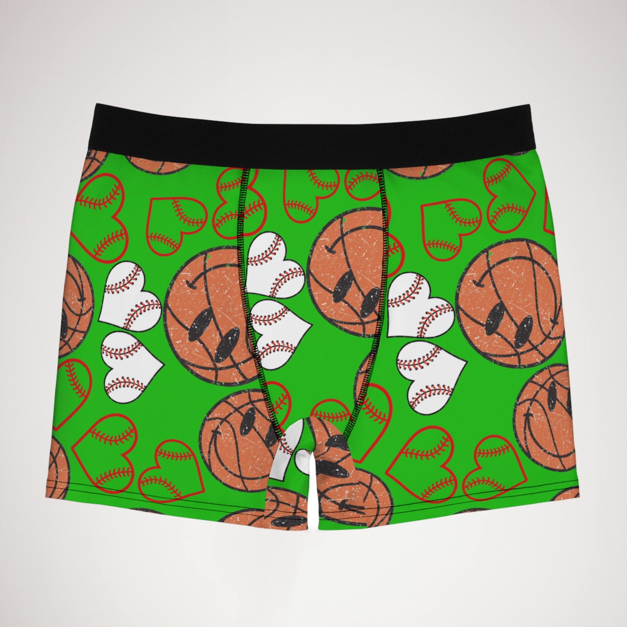 Men's boxer briefs BasketBall hearts valentine green