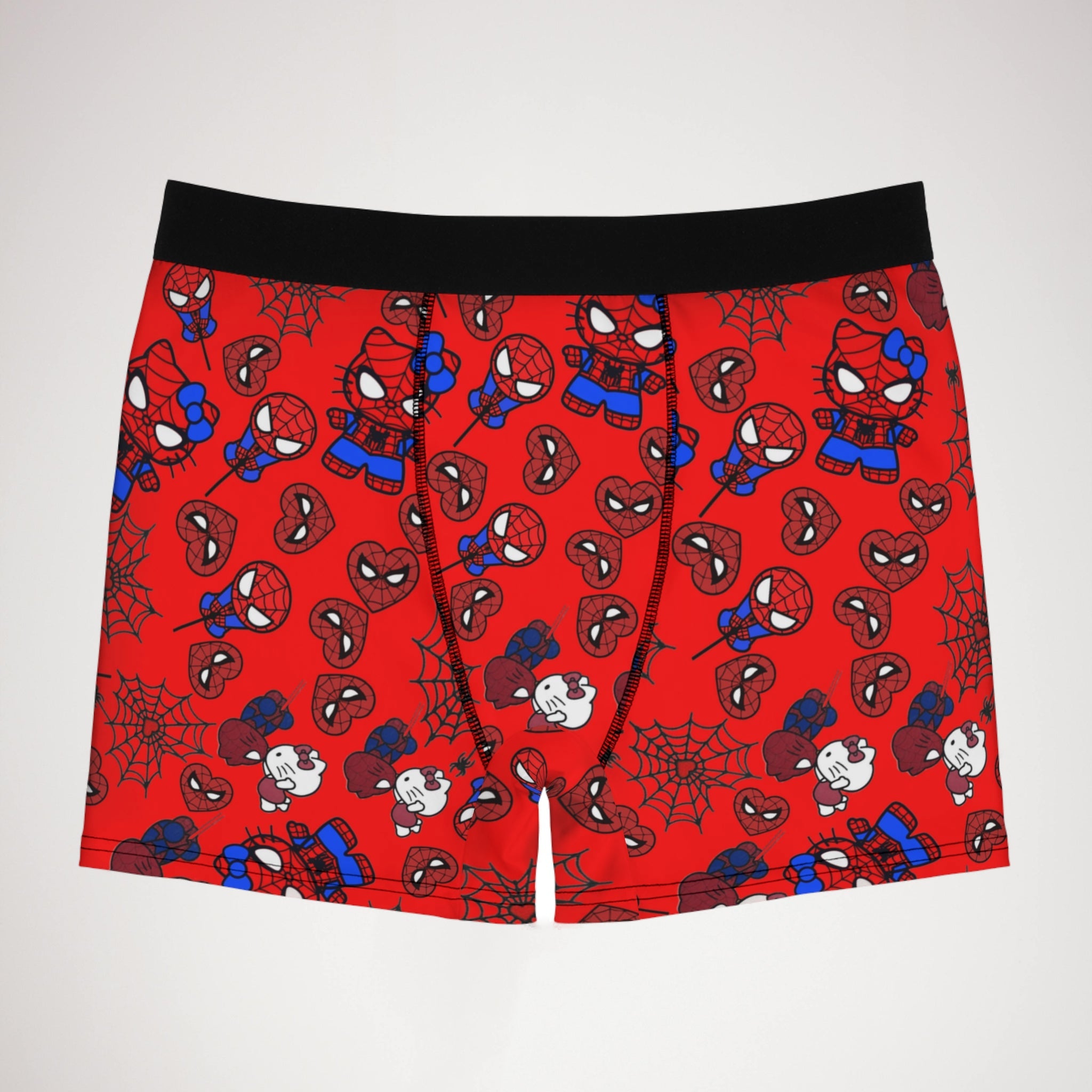 Men's boxer briefs spider kitty heart kiss red