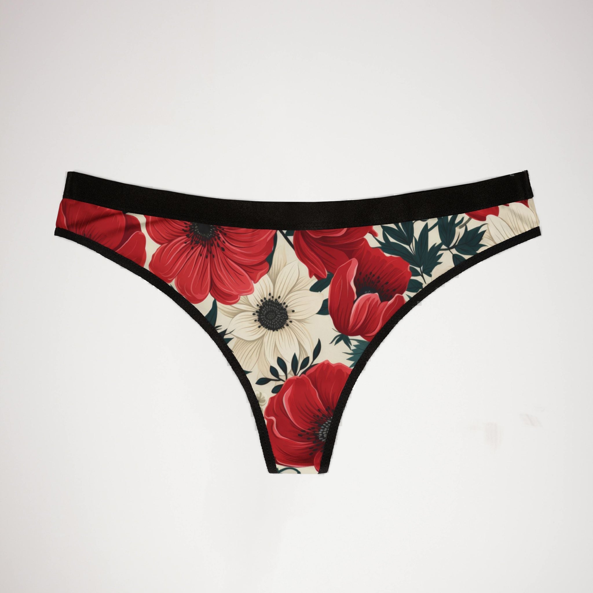 Women's thongs cute red flowers