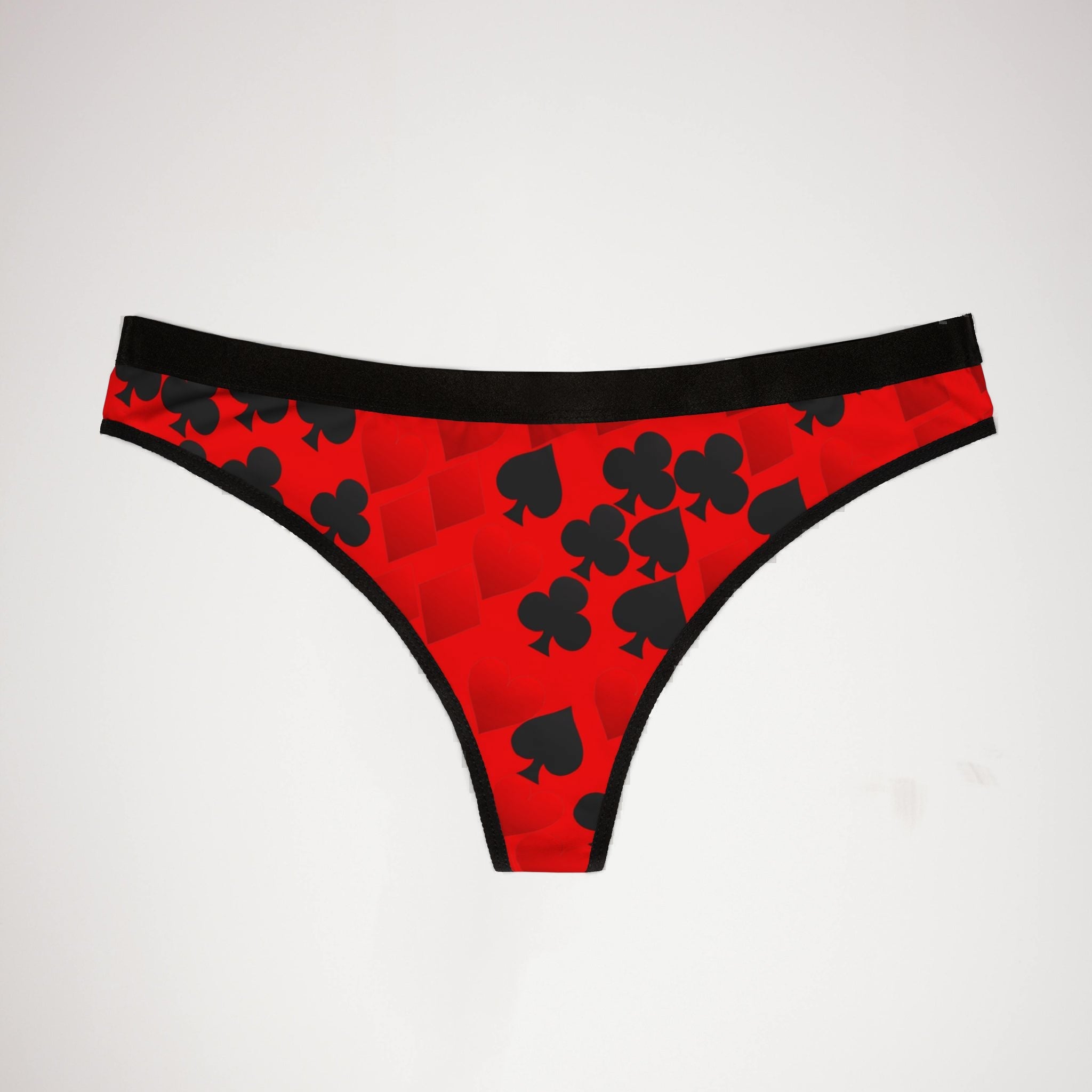 Women's thongs playing cards spades hearts diamonds clubs valentine love red