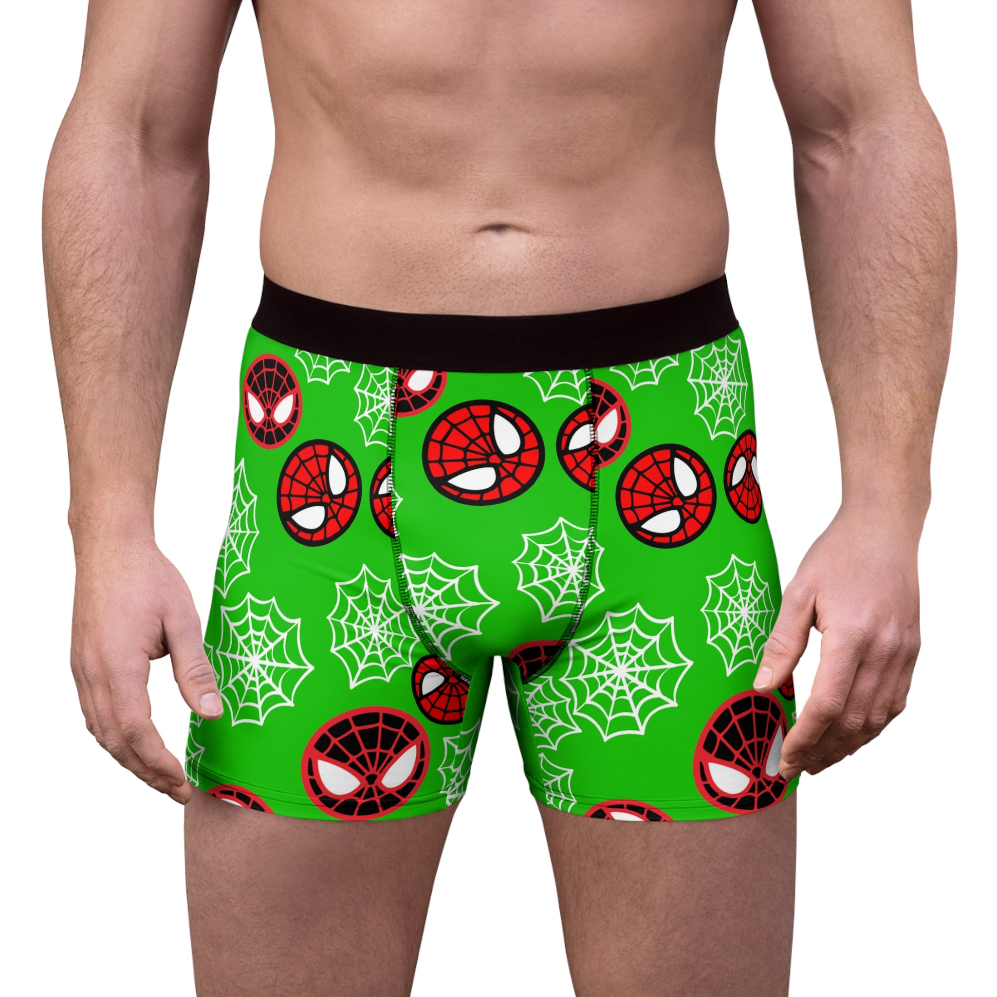 Men's boxer briefs spider circle web green