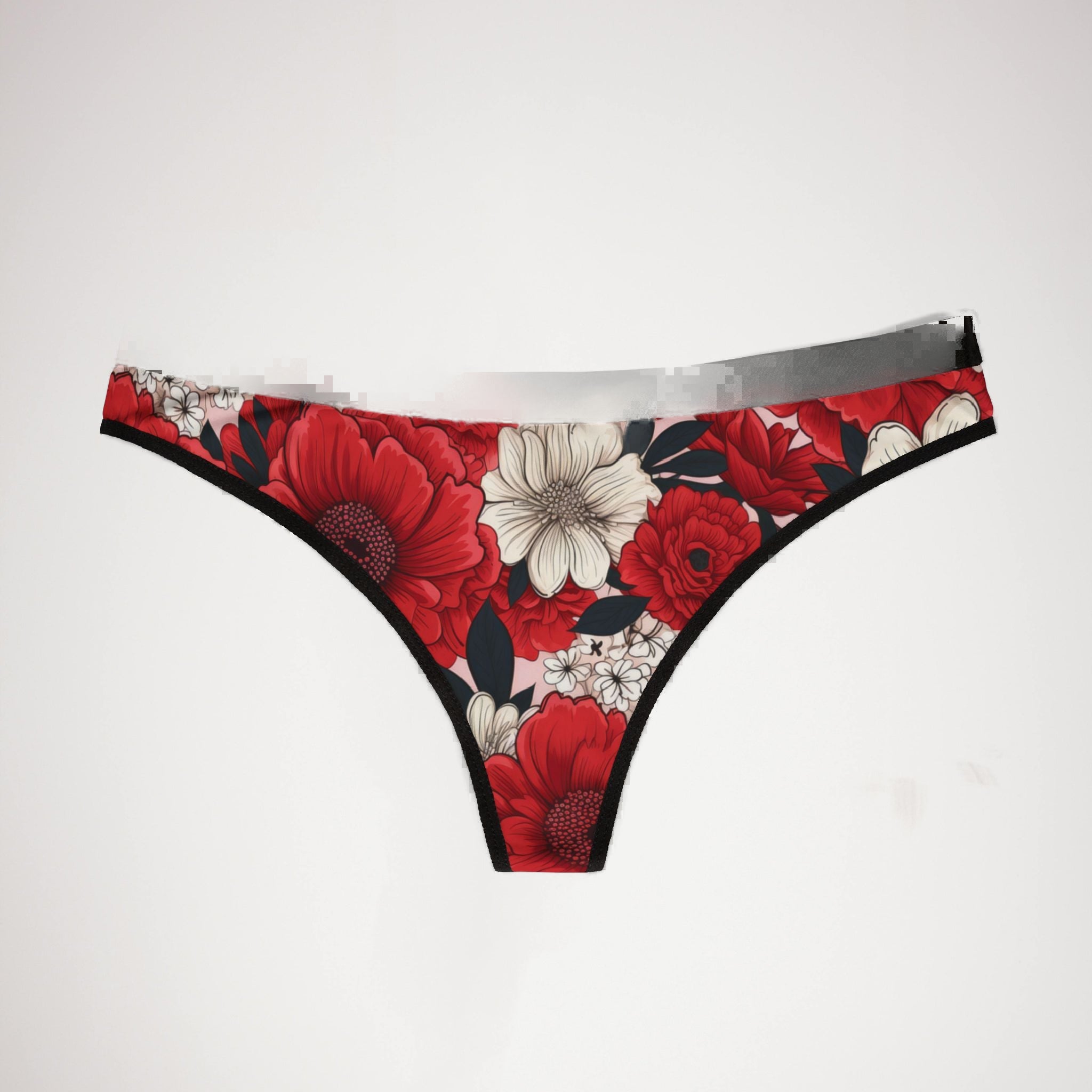 Women's thongs cute red flowers