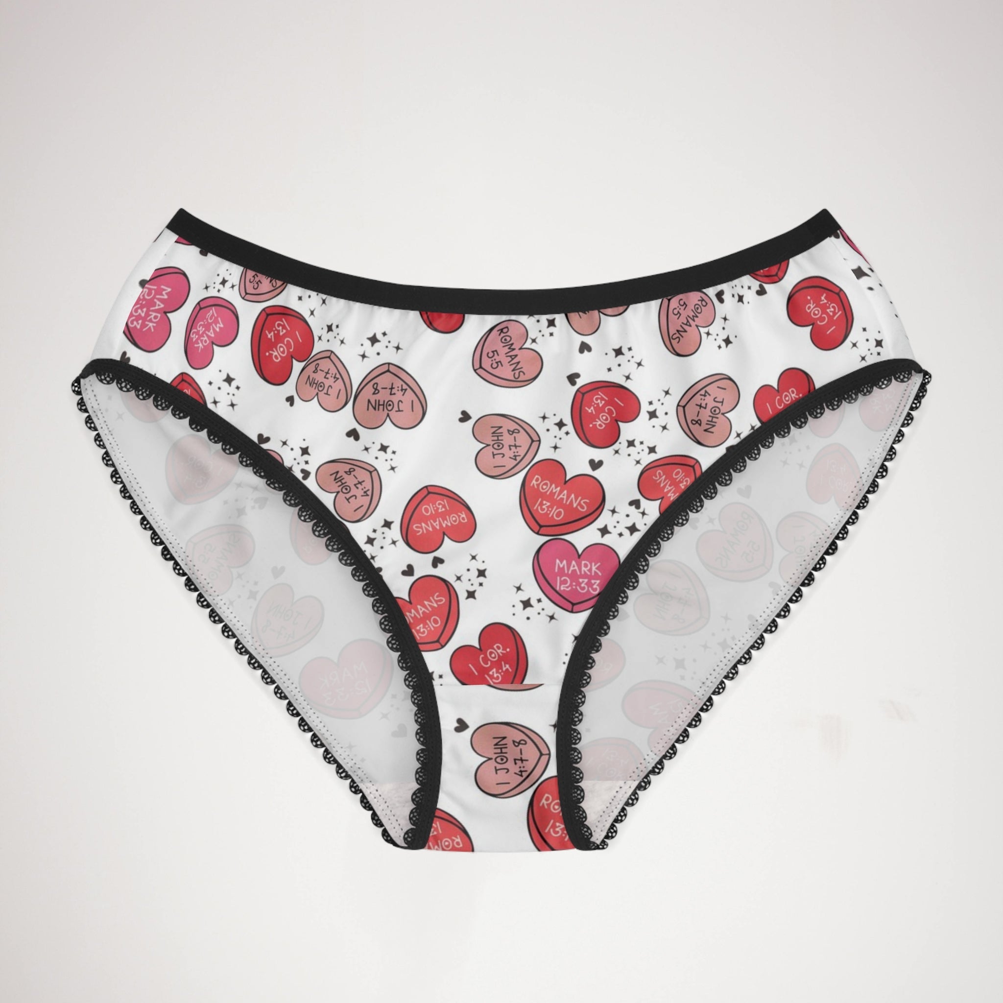 Women's briefs christian valentine sweet hearts white