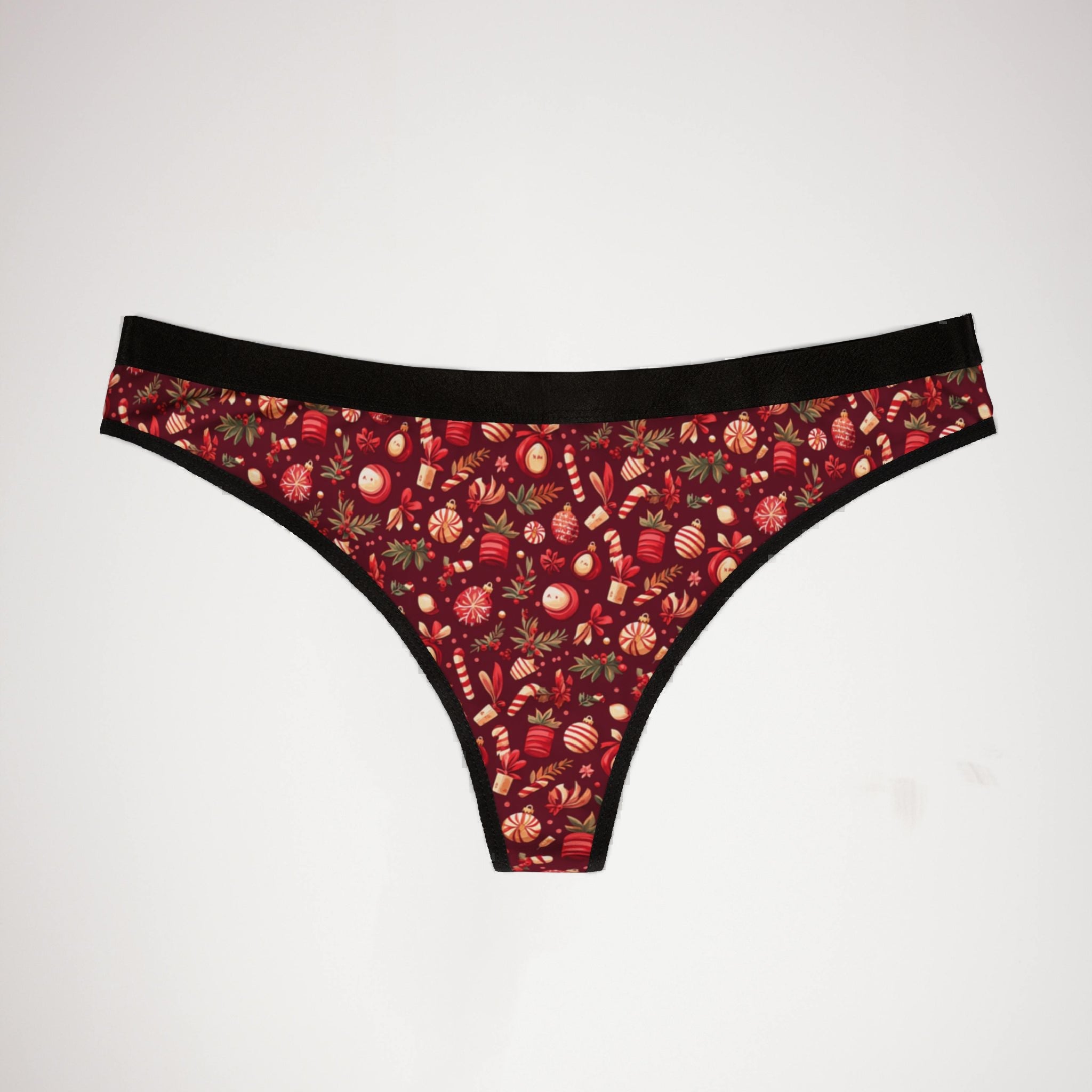 Women's thongs red coquette christmas