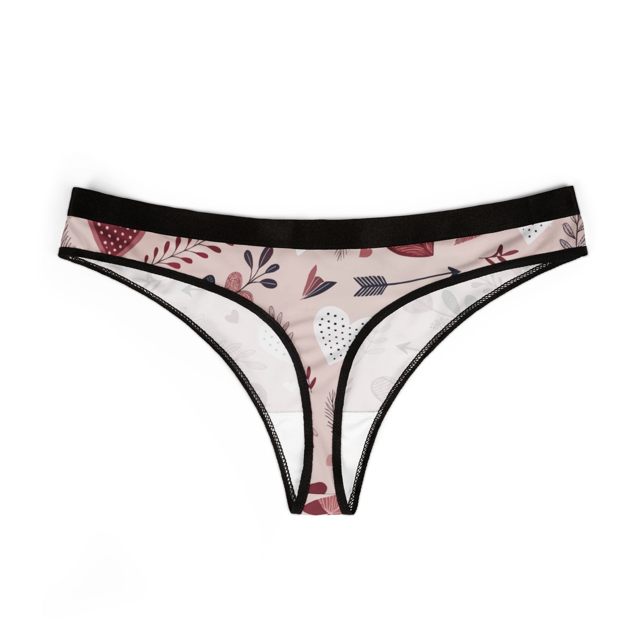 Women's thongs valentine heart retro three