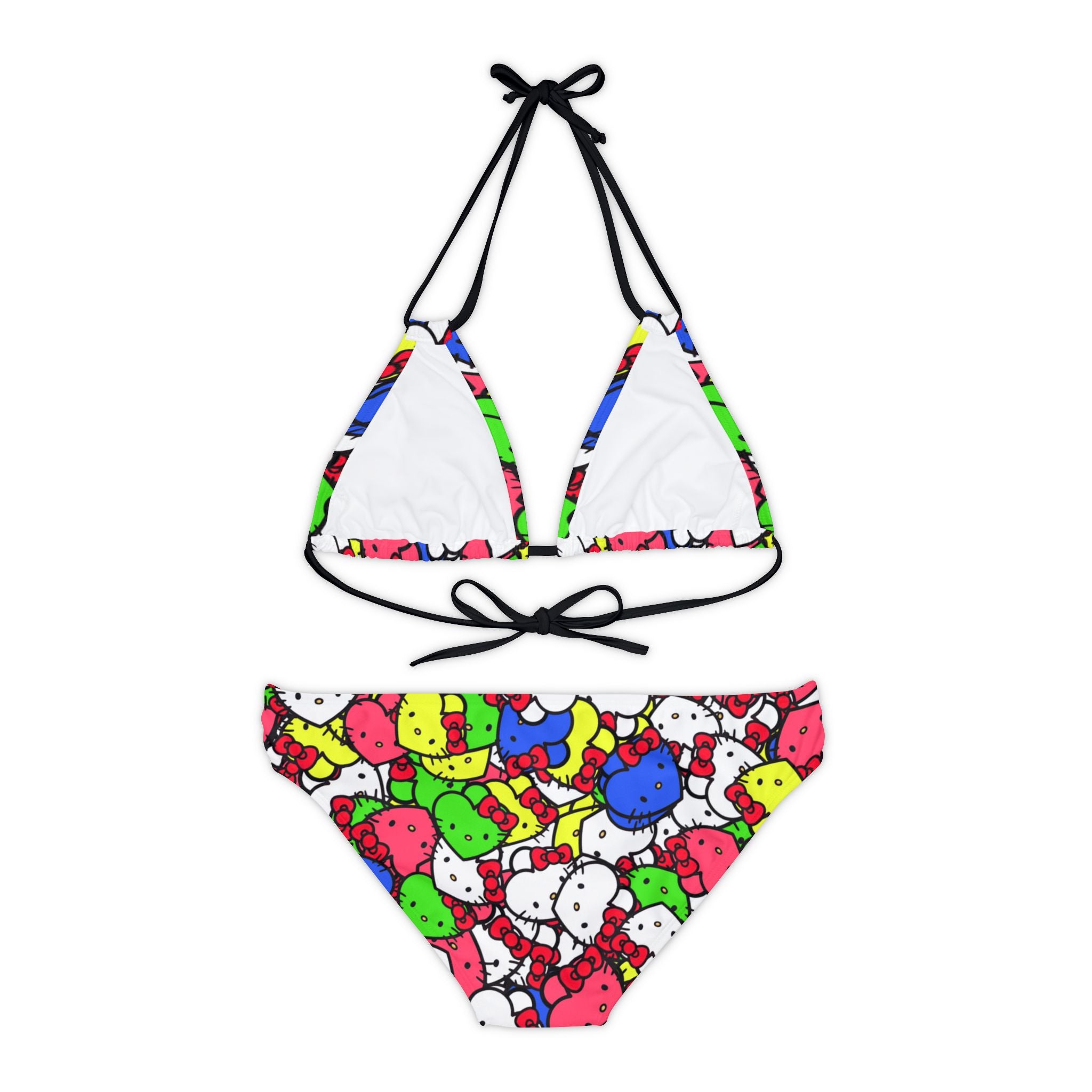 Strappy bikini set kitty hearts multi colors nature