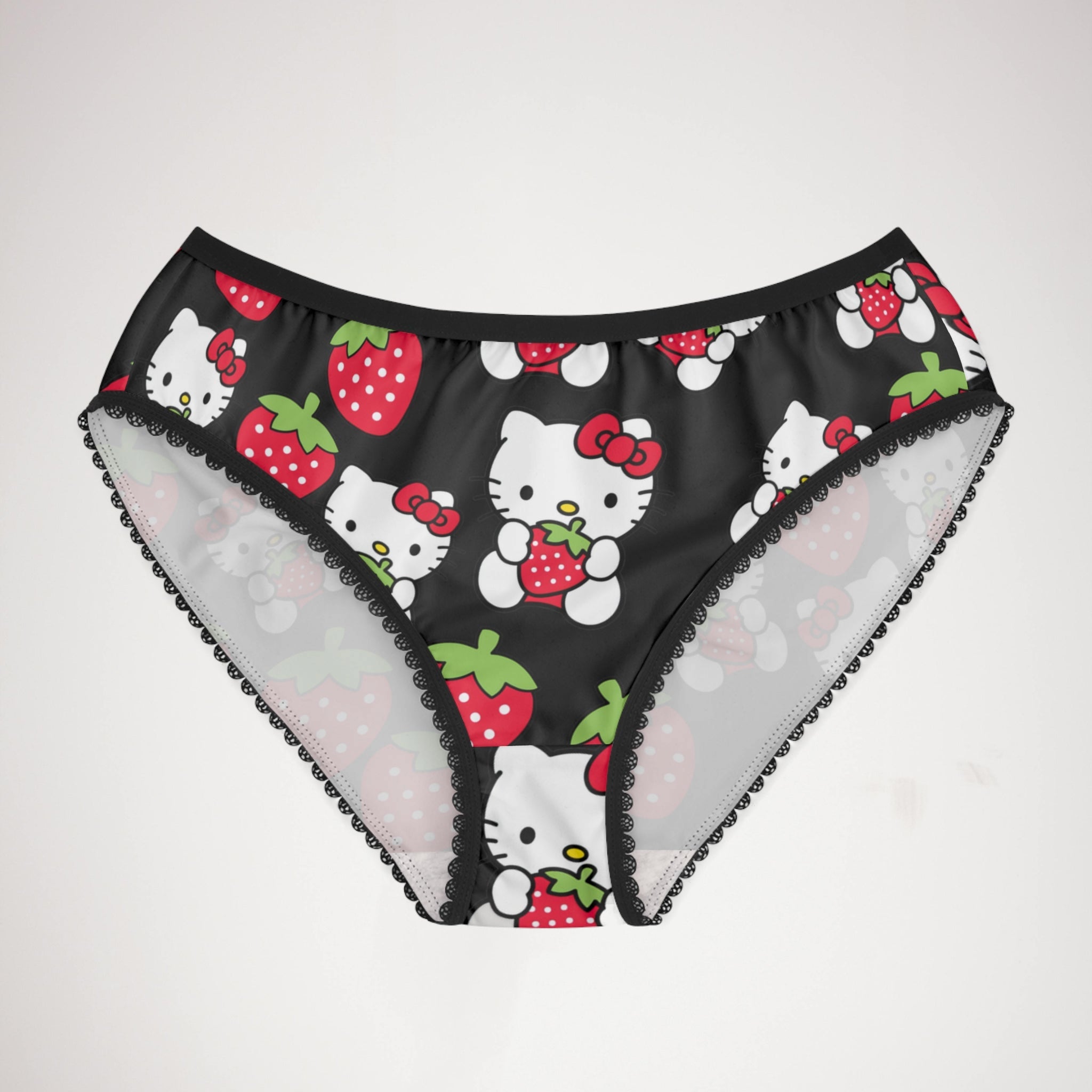 Women's briefs kitty strawberry valentine love black