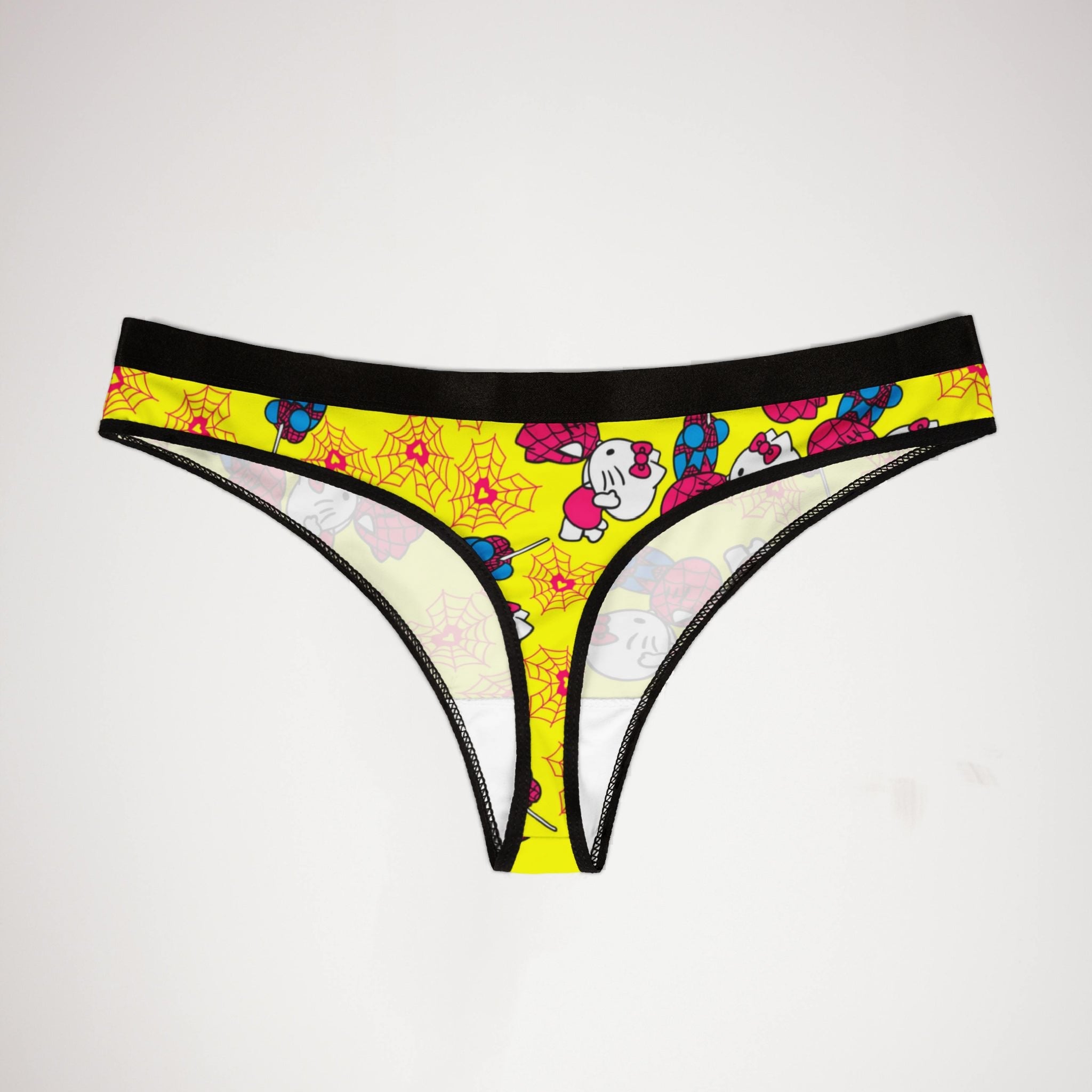 Women's thongs spider kitty yellow