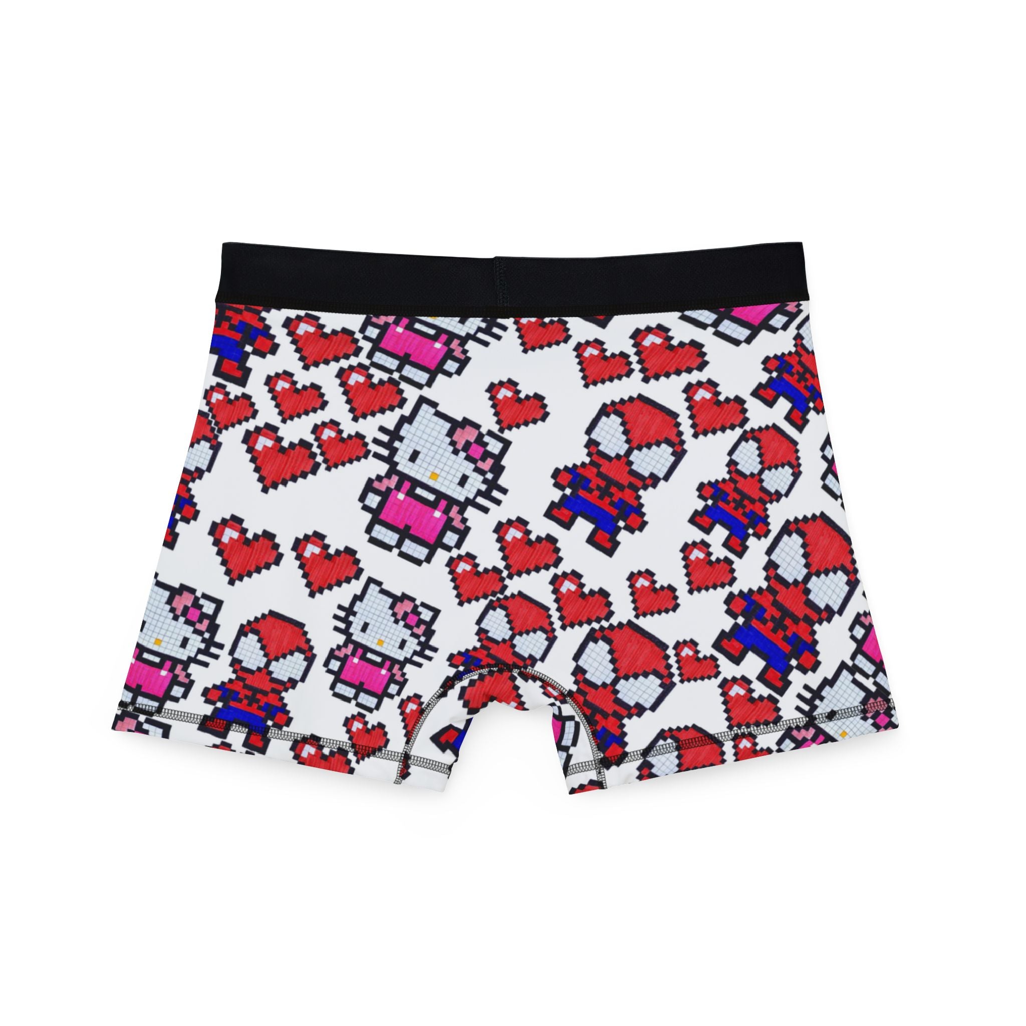 Men's boxers spider kitty pixel heart love valentine white