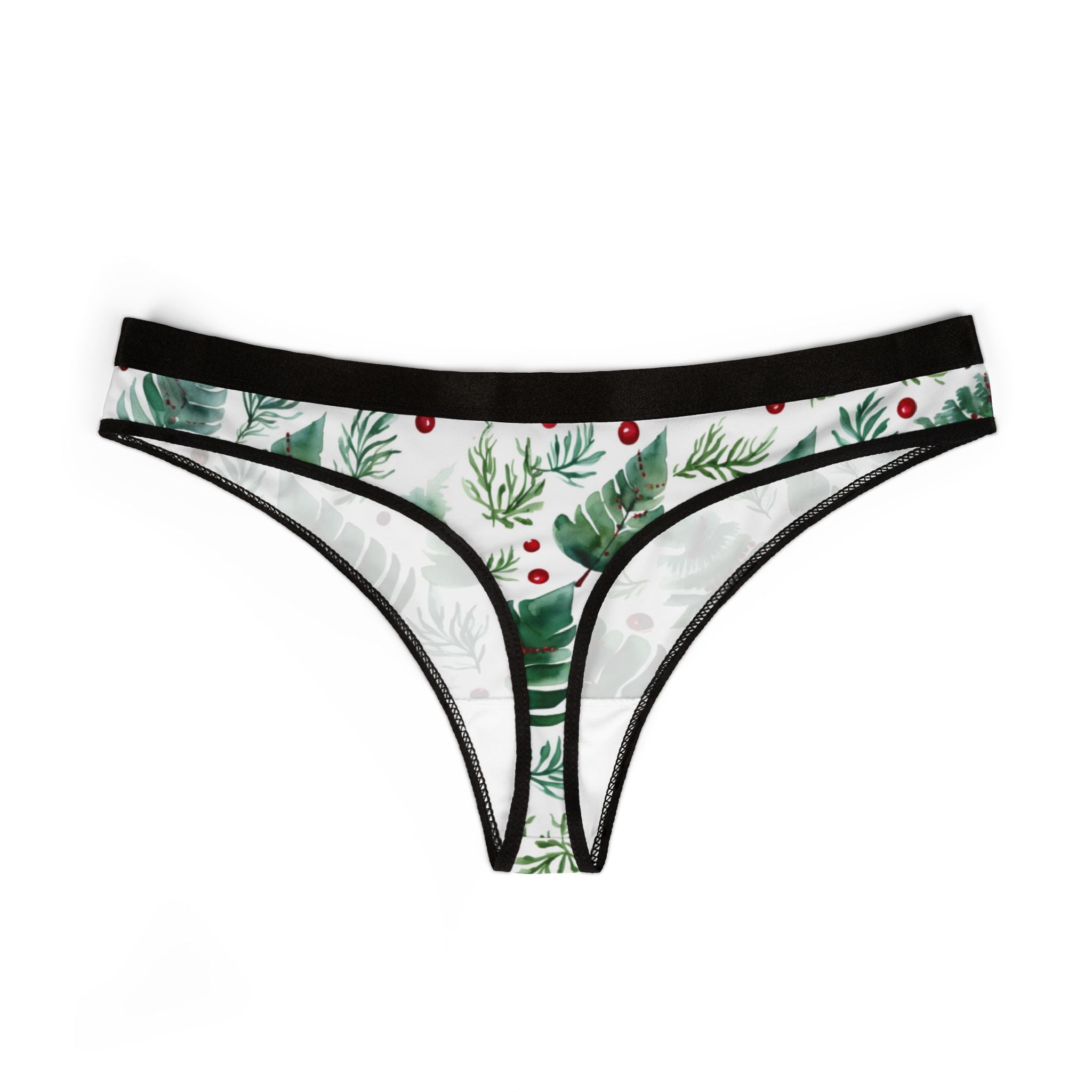 Women's thongs watercolor christmas one