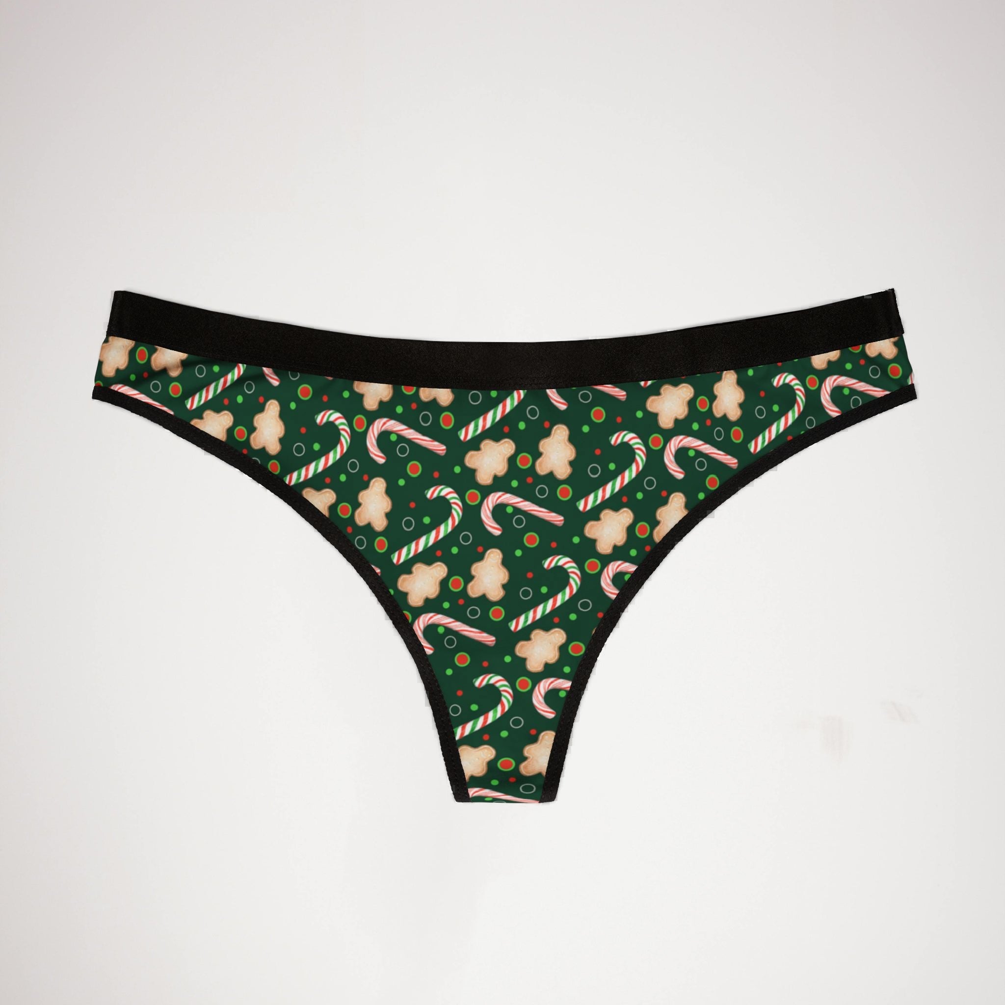 Women's thongs green christmas santa