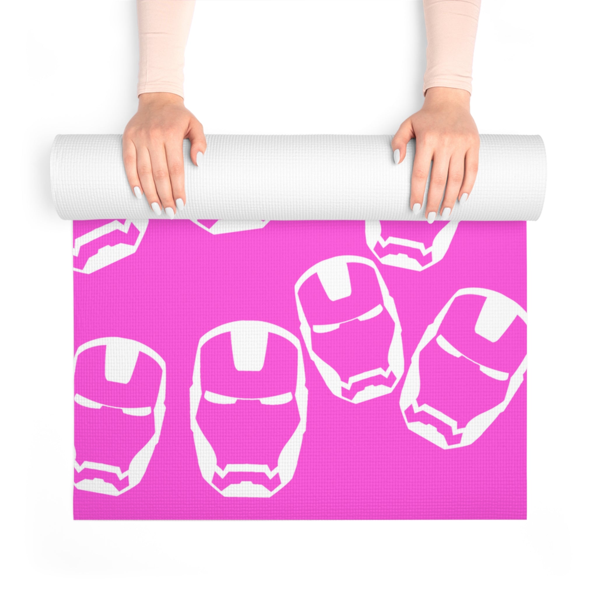 Foam yoga mat iron man pink