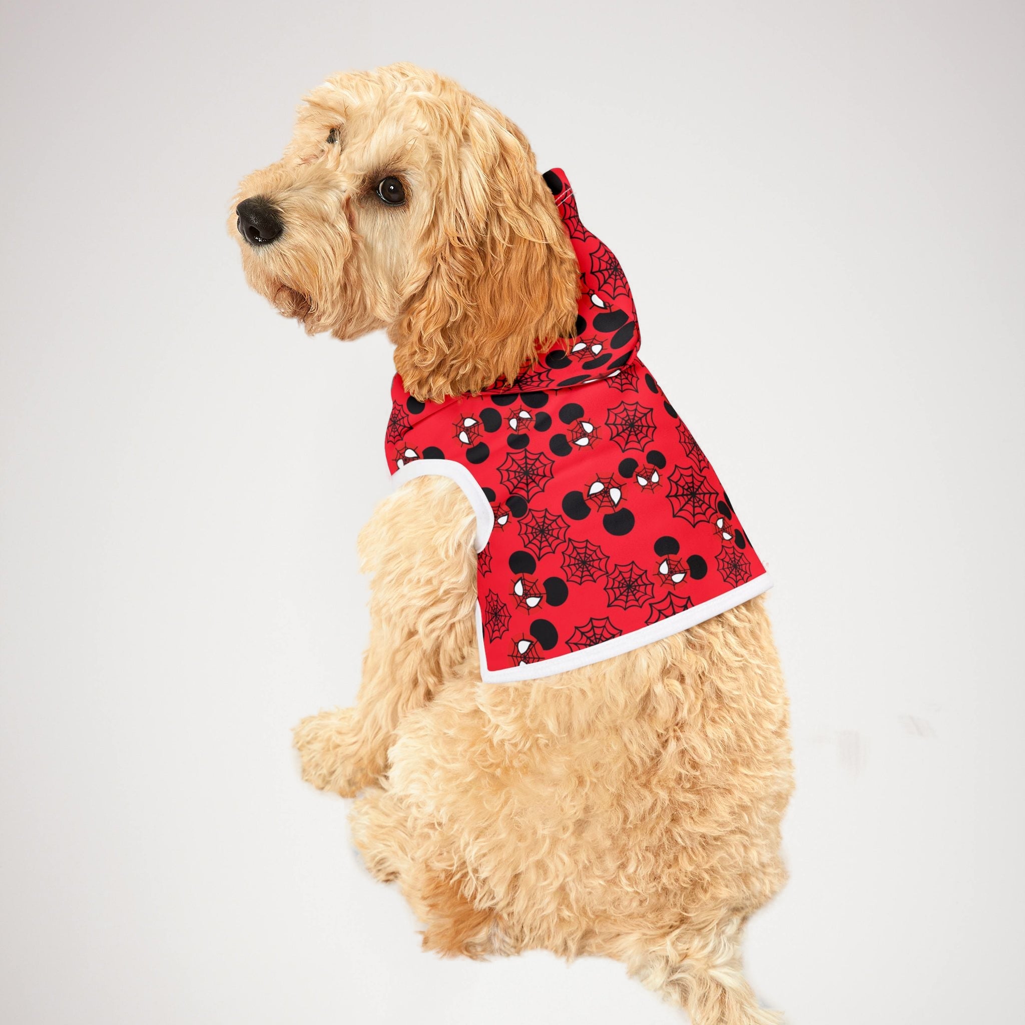 Pet hoodie spider mickey web red