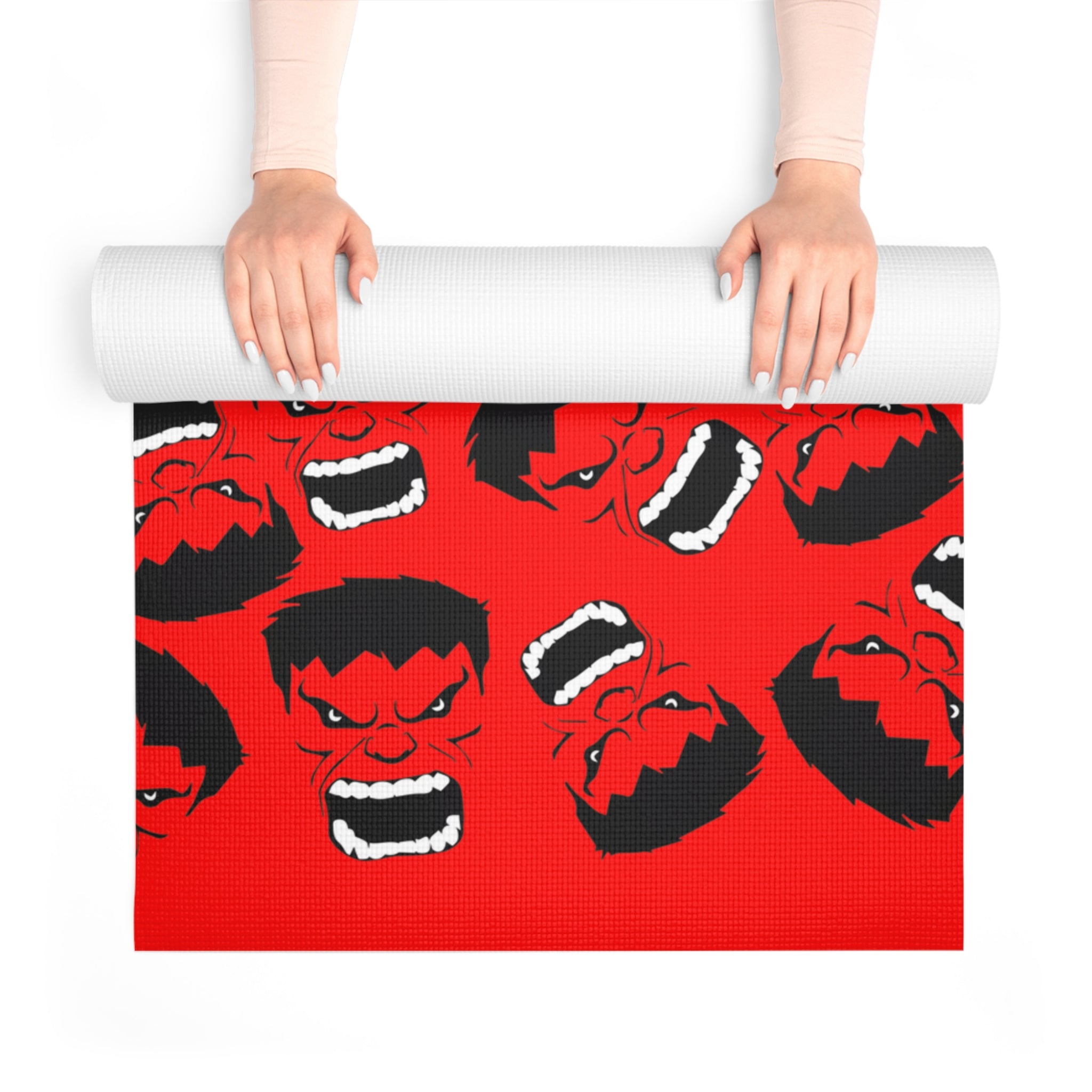 Foam yoga mat hulk face red