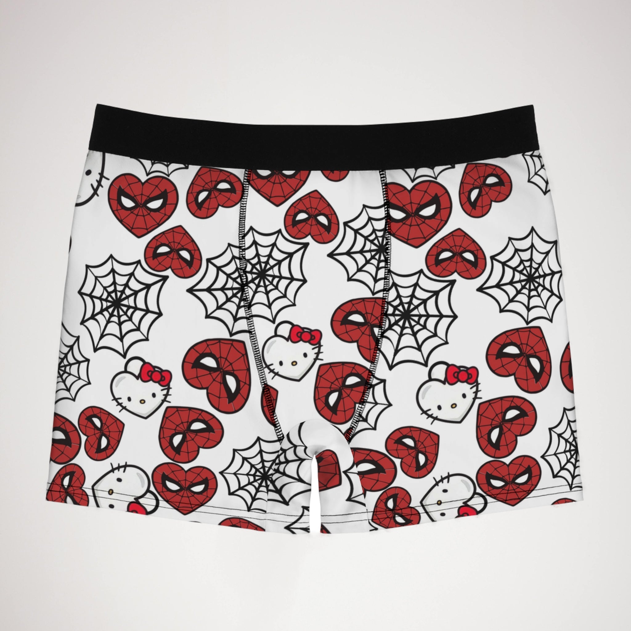 Men's boxer briefs kitty spider web heart white