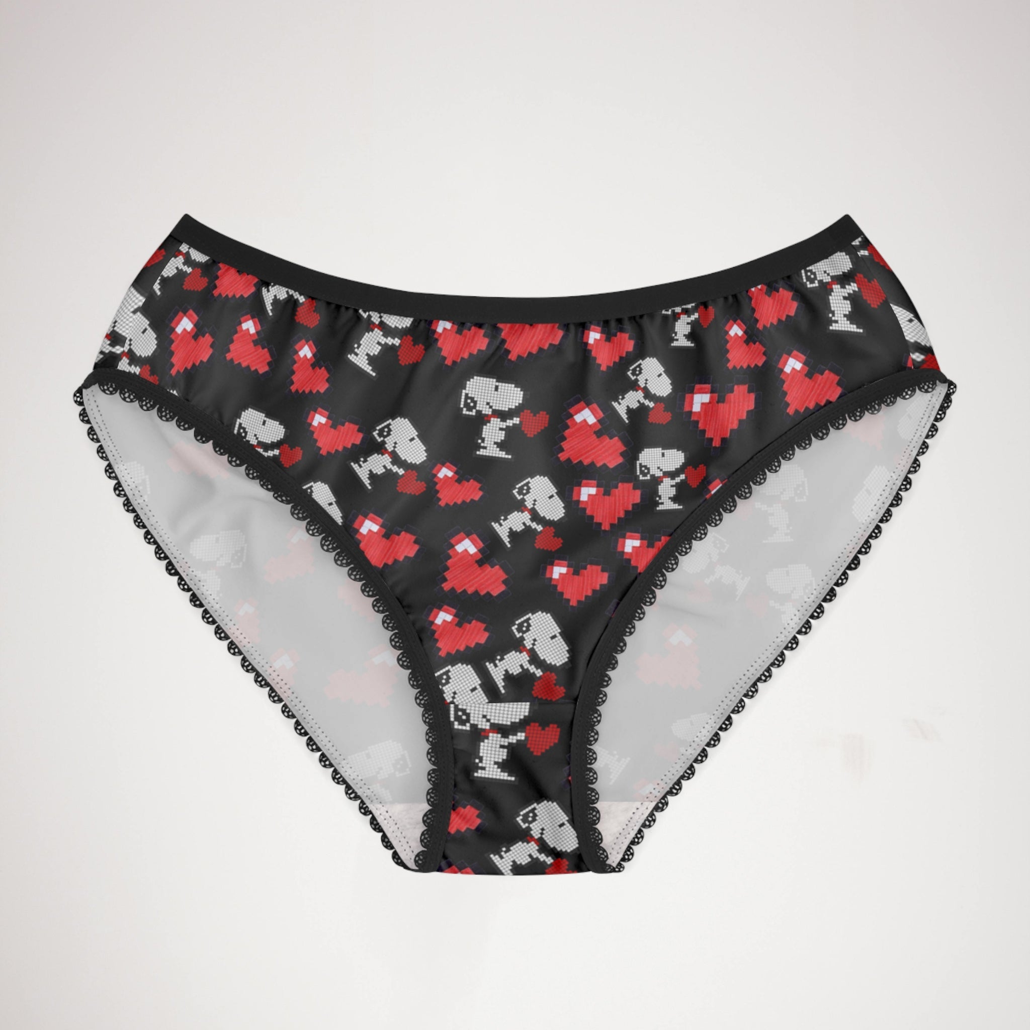 Women's briefs snoopy hearts valentine black