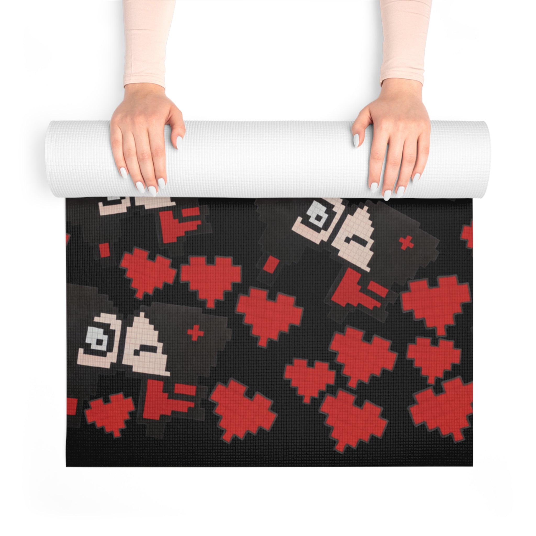 Foam yoga mat pixel pucca kiss heart black