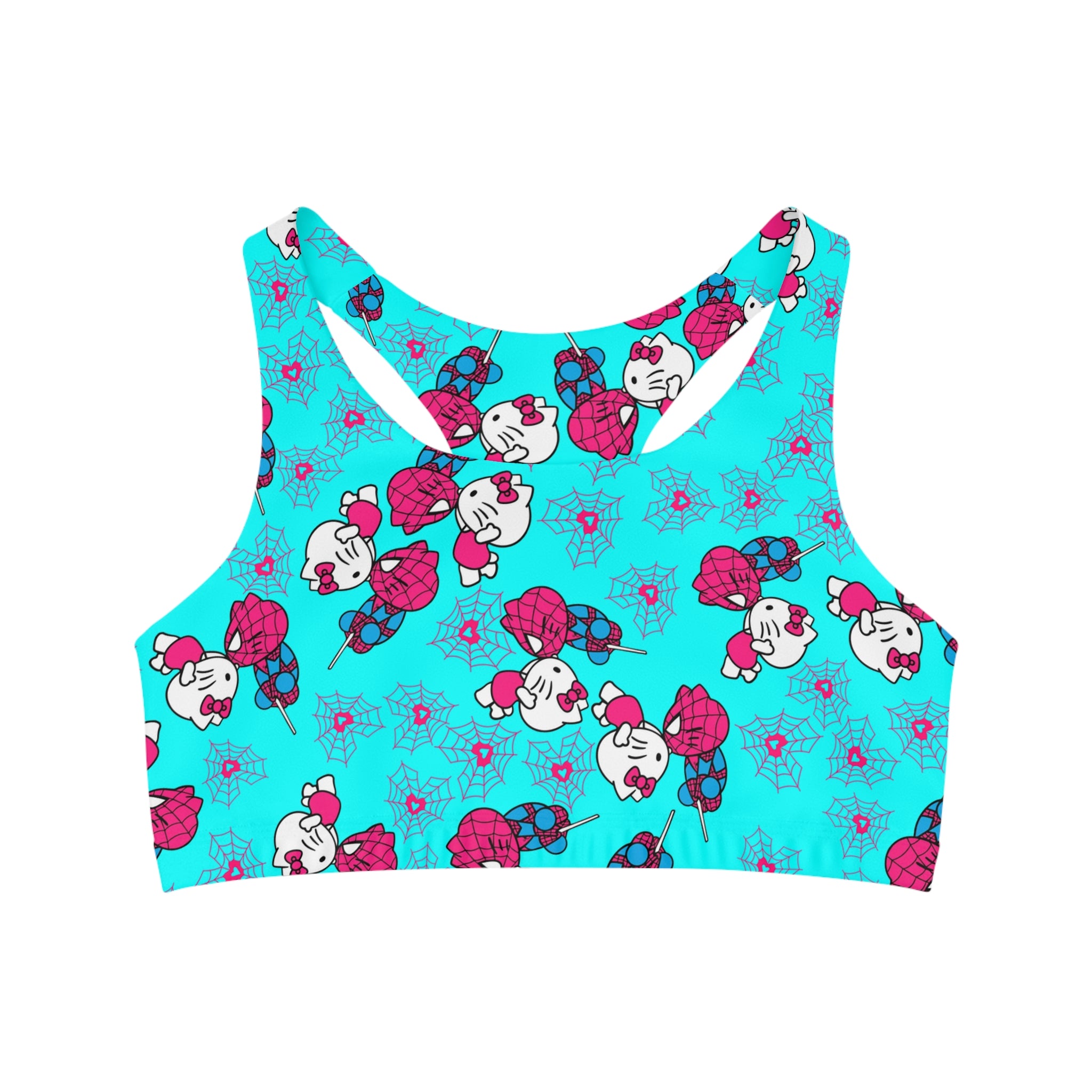 Sports bra spider kitty cyan