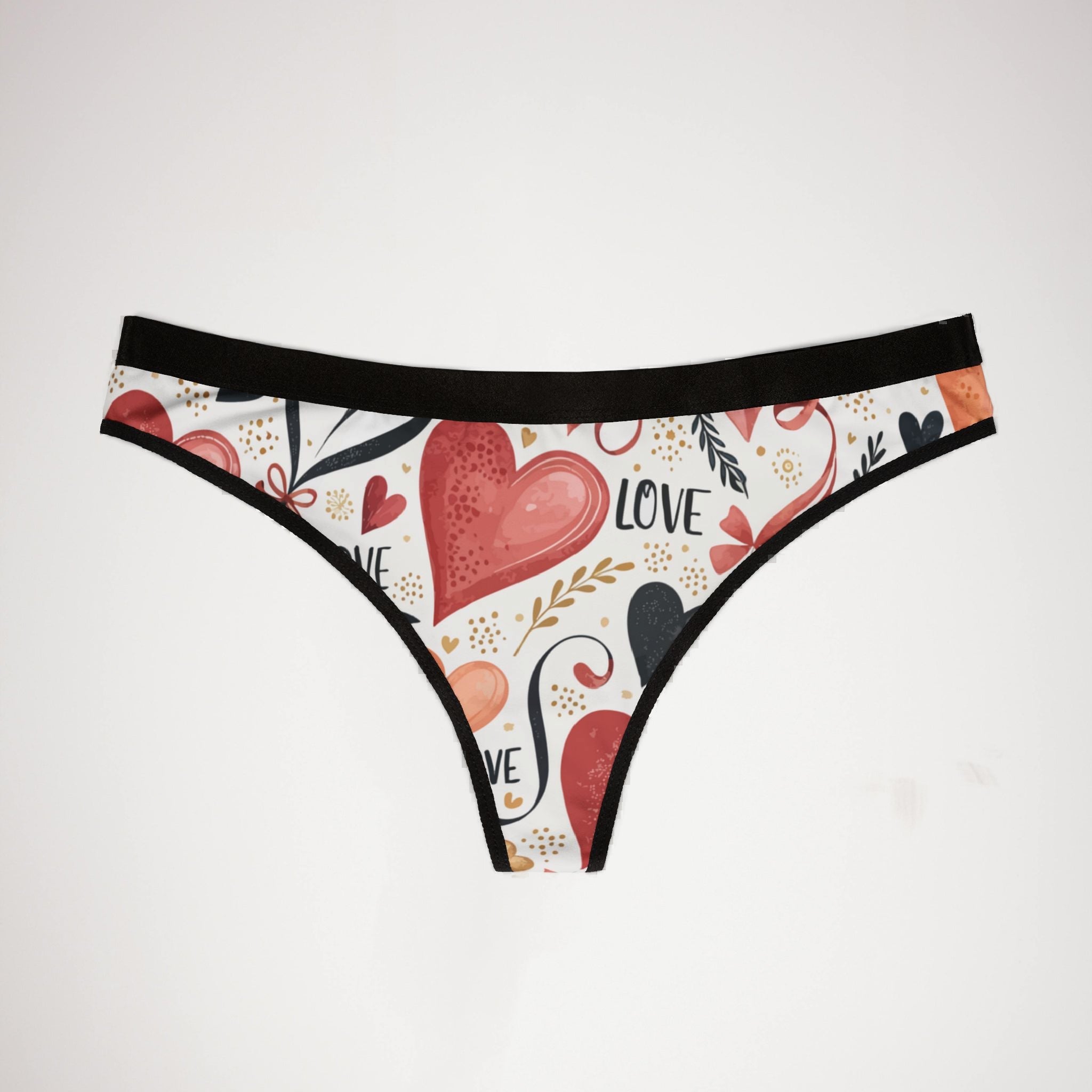 Women's thongs valentine heart retro one