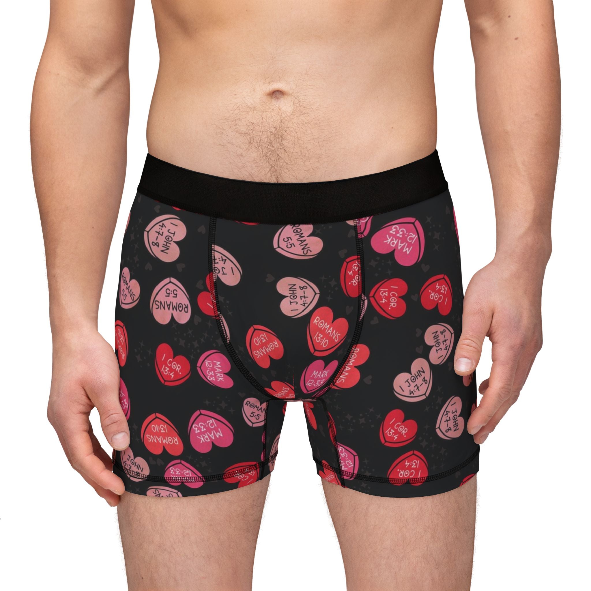 Men's boxers christian valentine sweet hearts black