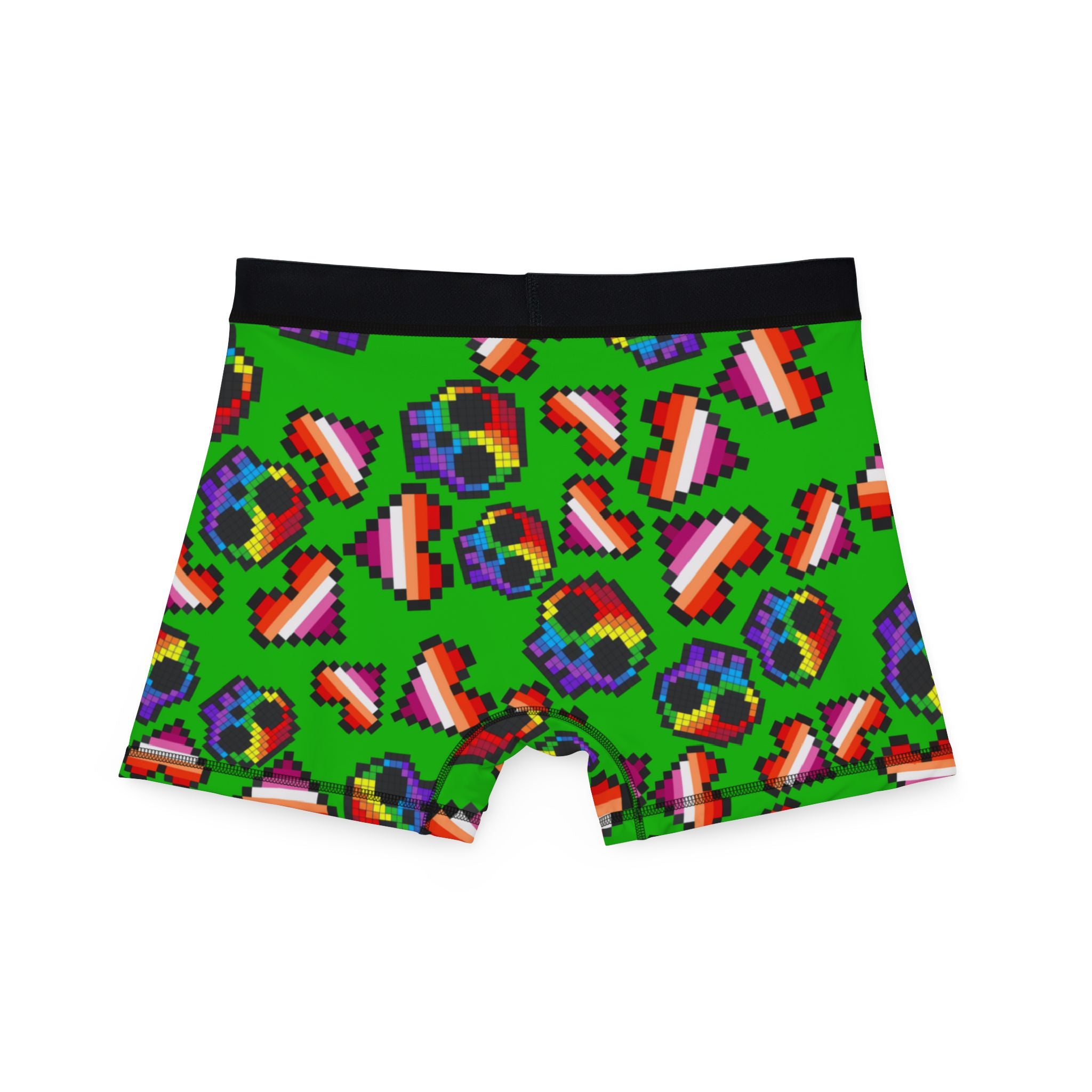 Men's boxers lgbt pride skull heart Halloween green