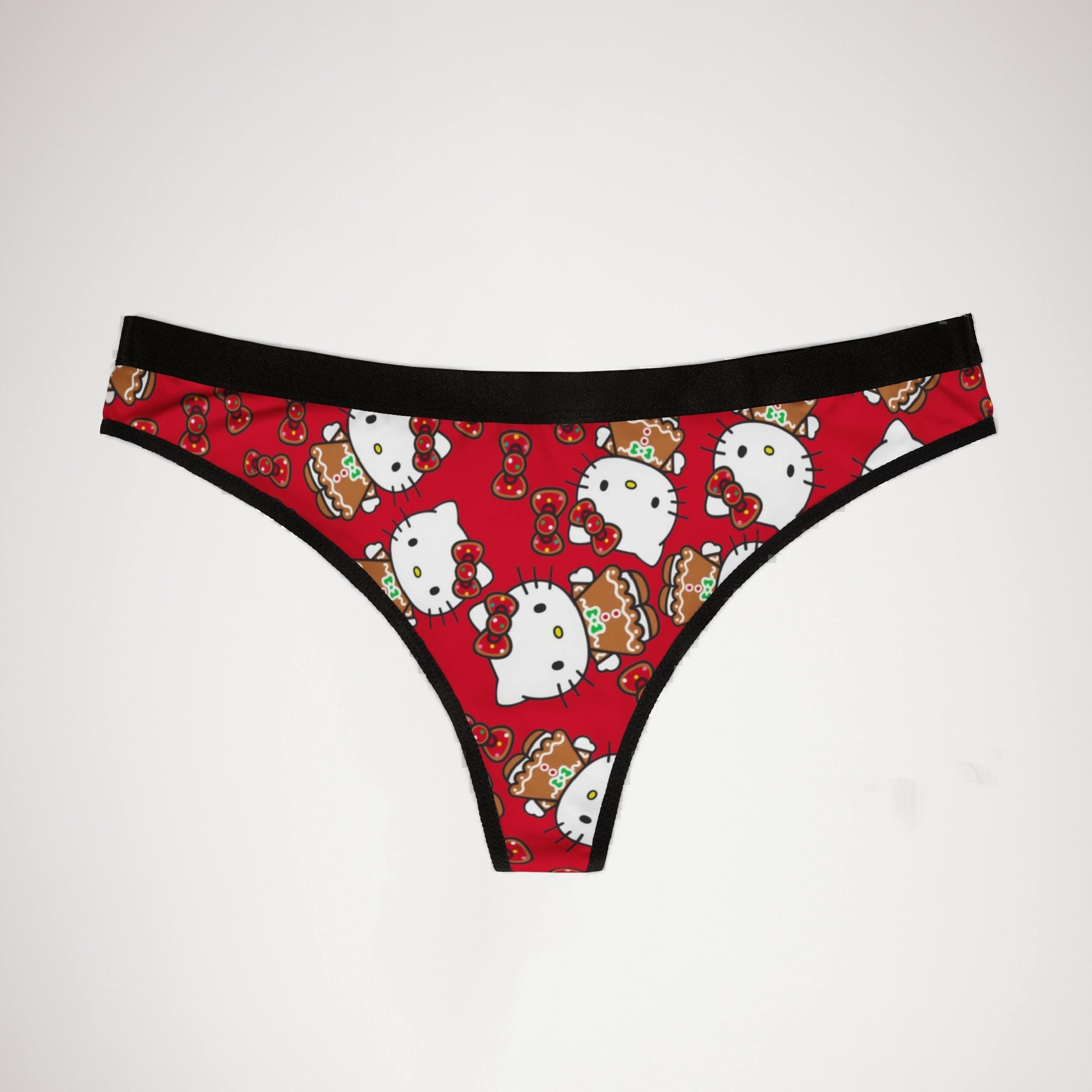 Women's thongs kitty cookies noel Christmas red