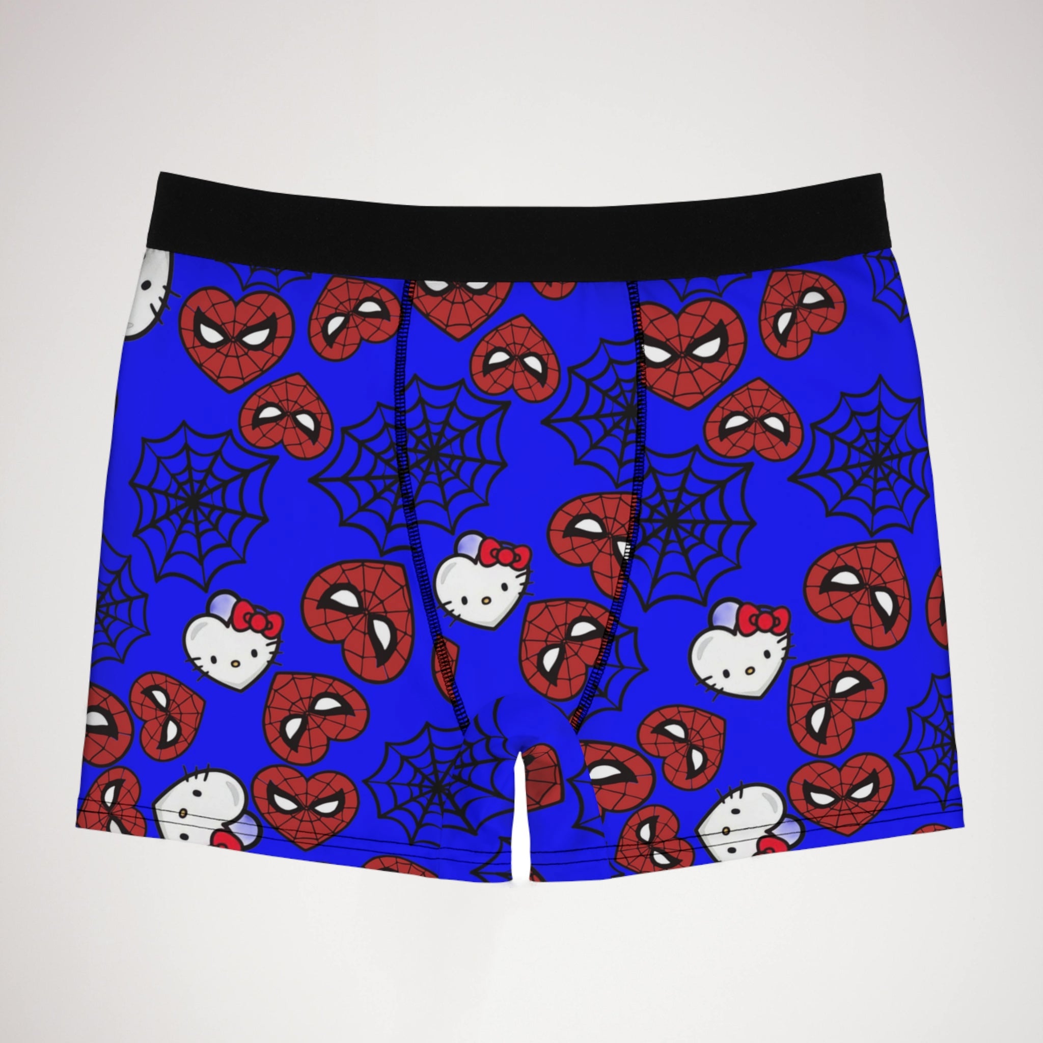 Men's boxer briefs kitty spider web heart blue