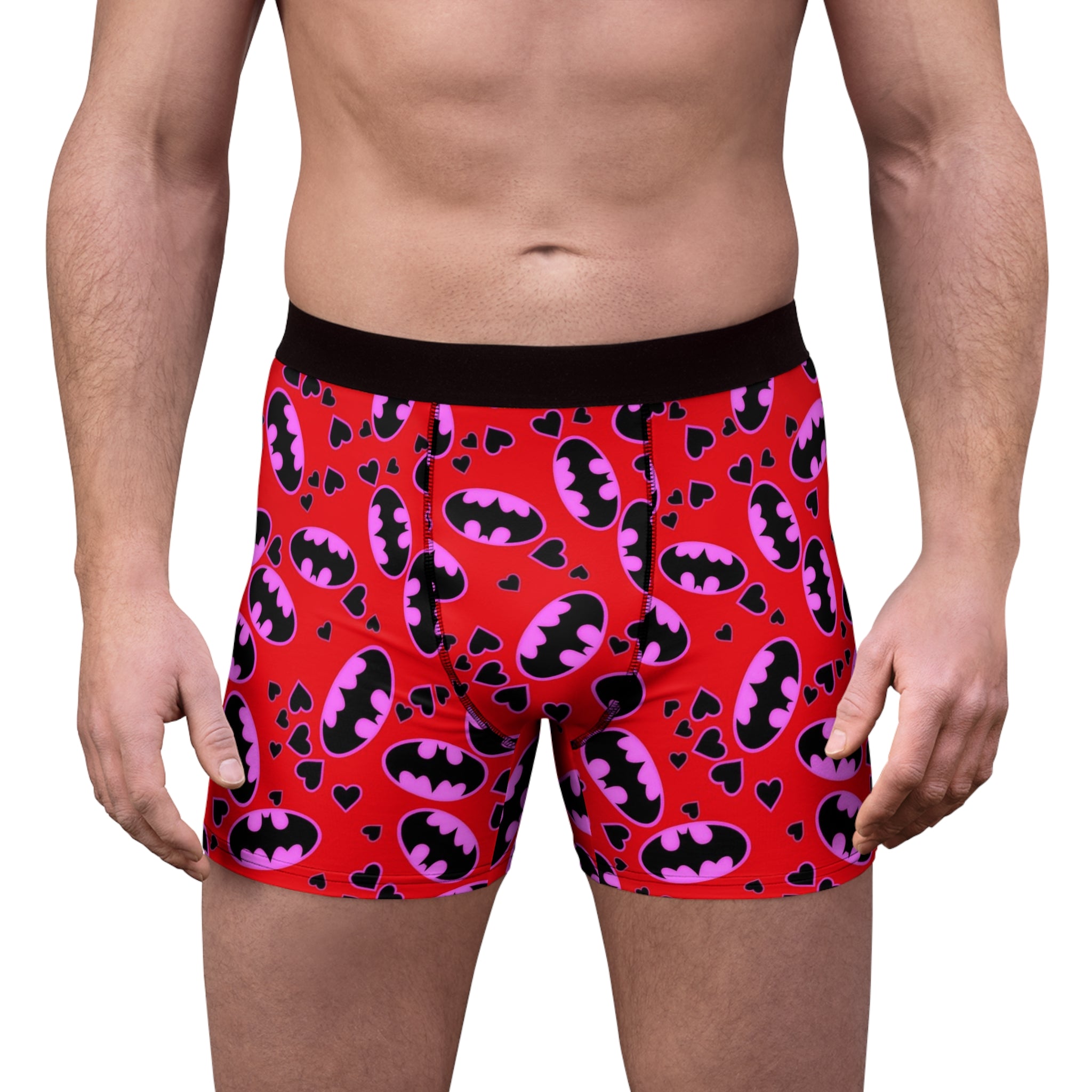 Men's boxer briefs batman hearts valentine love red