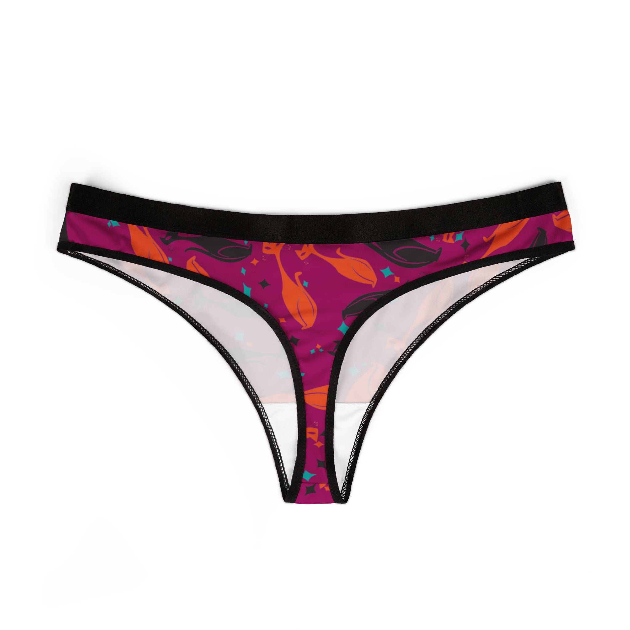 Women's thongs cat halloween purple