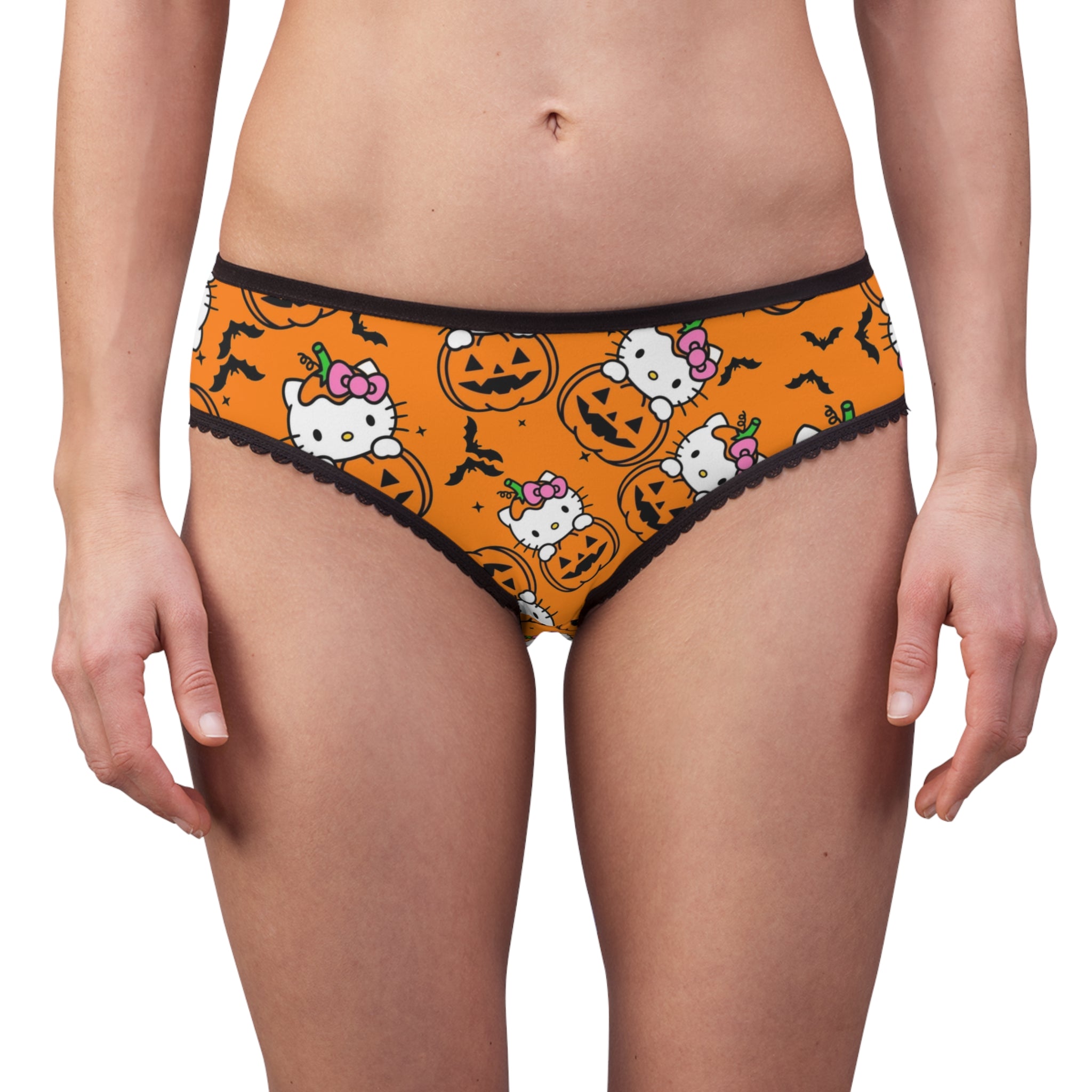 Women's briefs kitty hold pumpkin Halloween orange