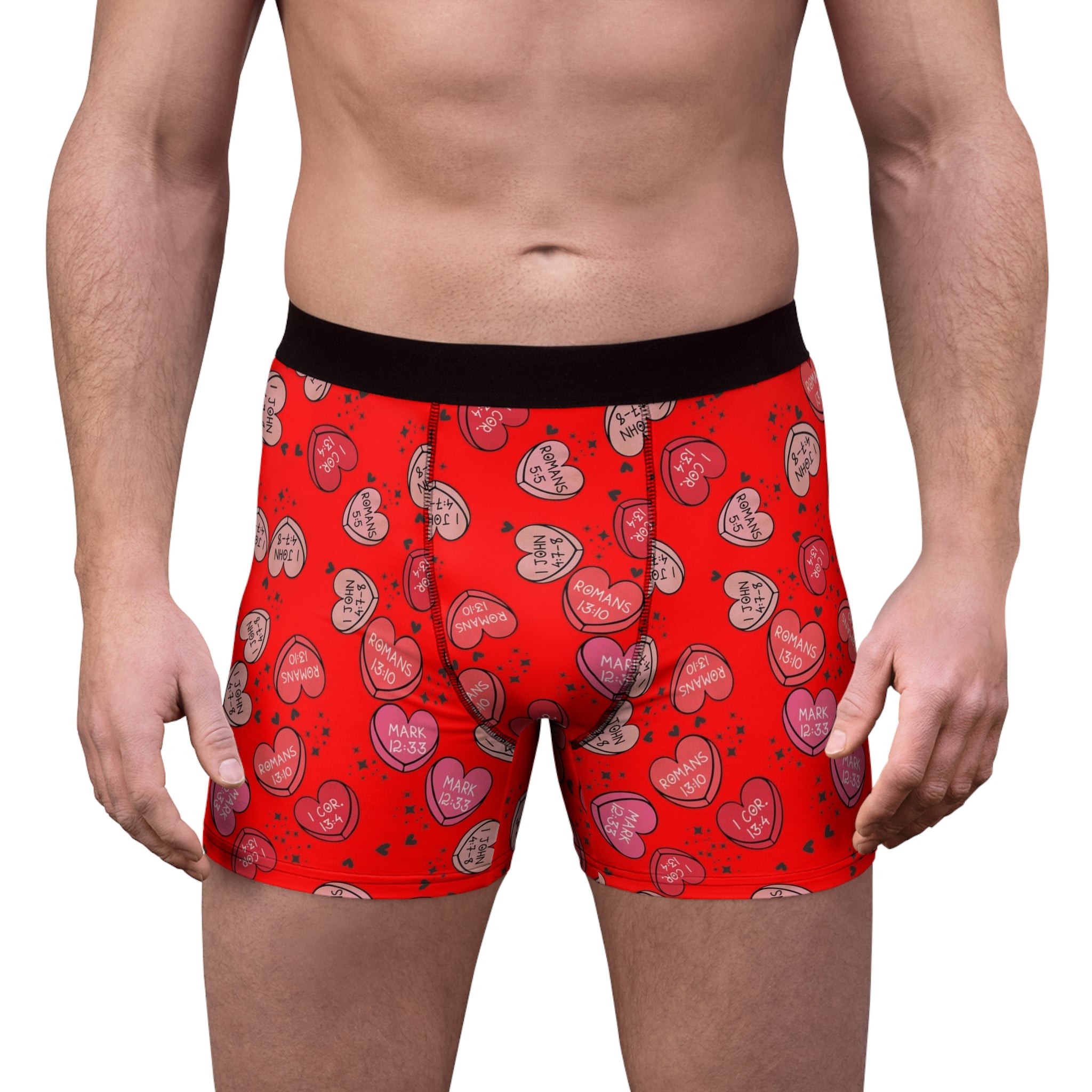 Men's boxer briefs christian valentine sweet hearts red