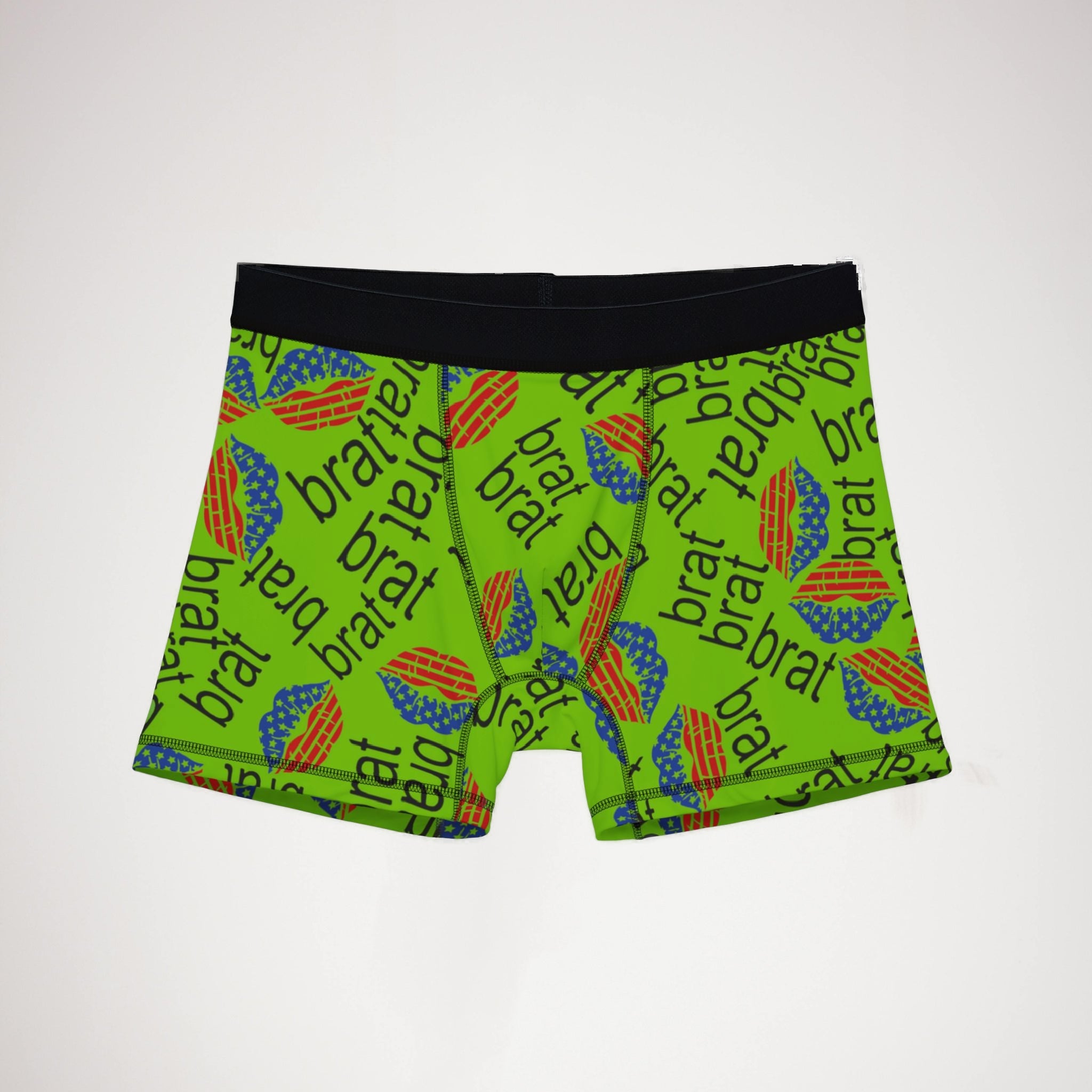 Men's boxers brat usa flag lips green