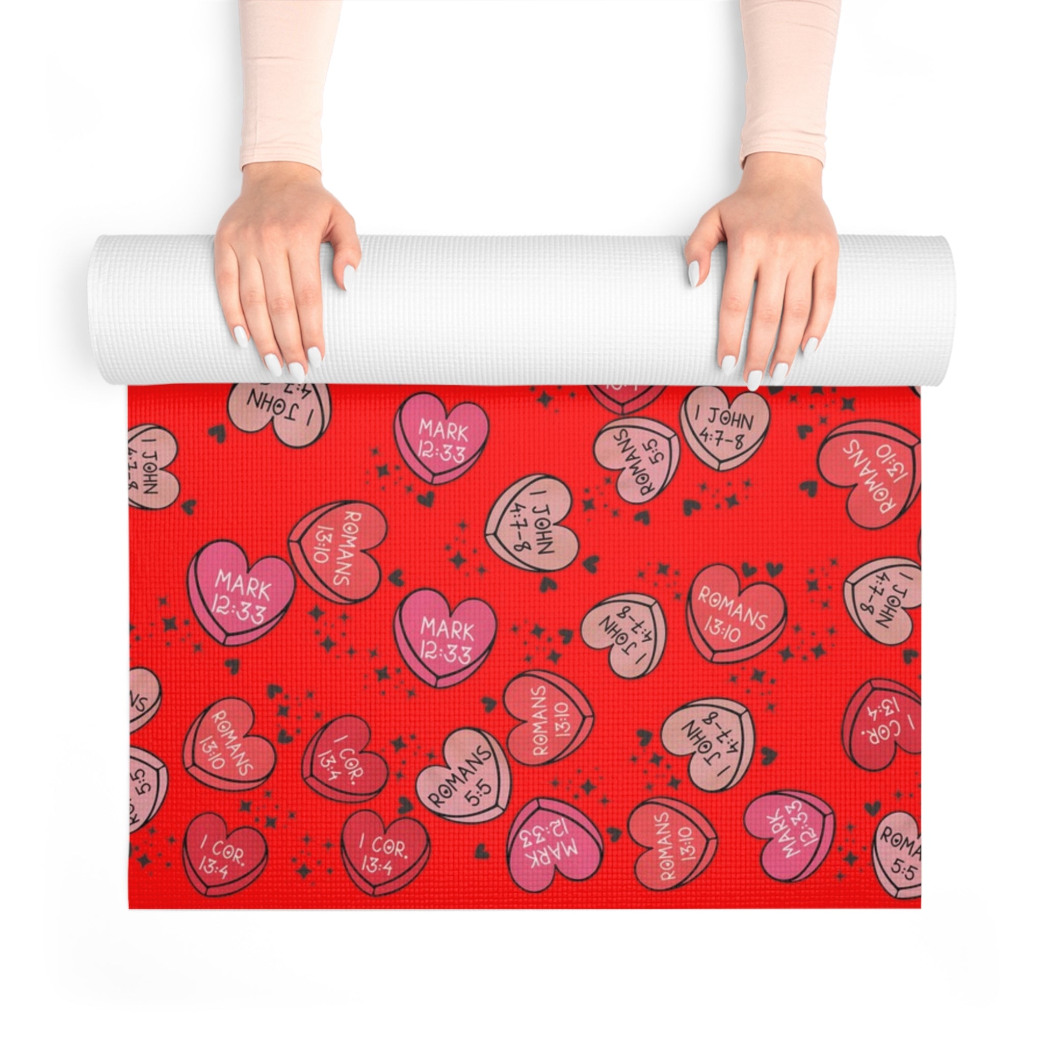 Foam yoga mat christian valentine sweet hearts red