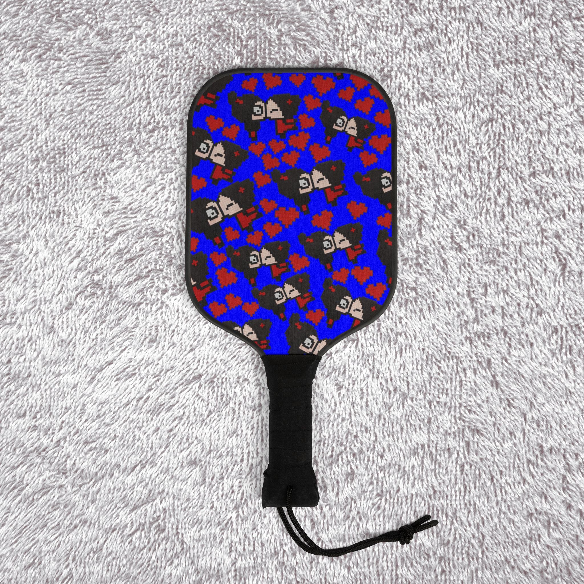 Pickleball kit (2 paddles + 2 balls + transparent bag) pixel pucca kiss heart blue