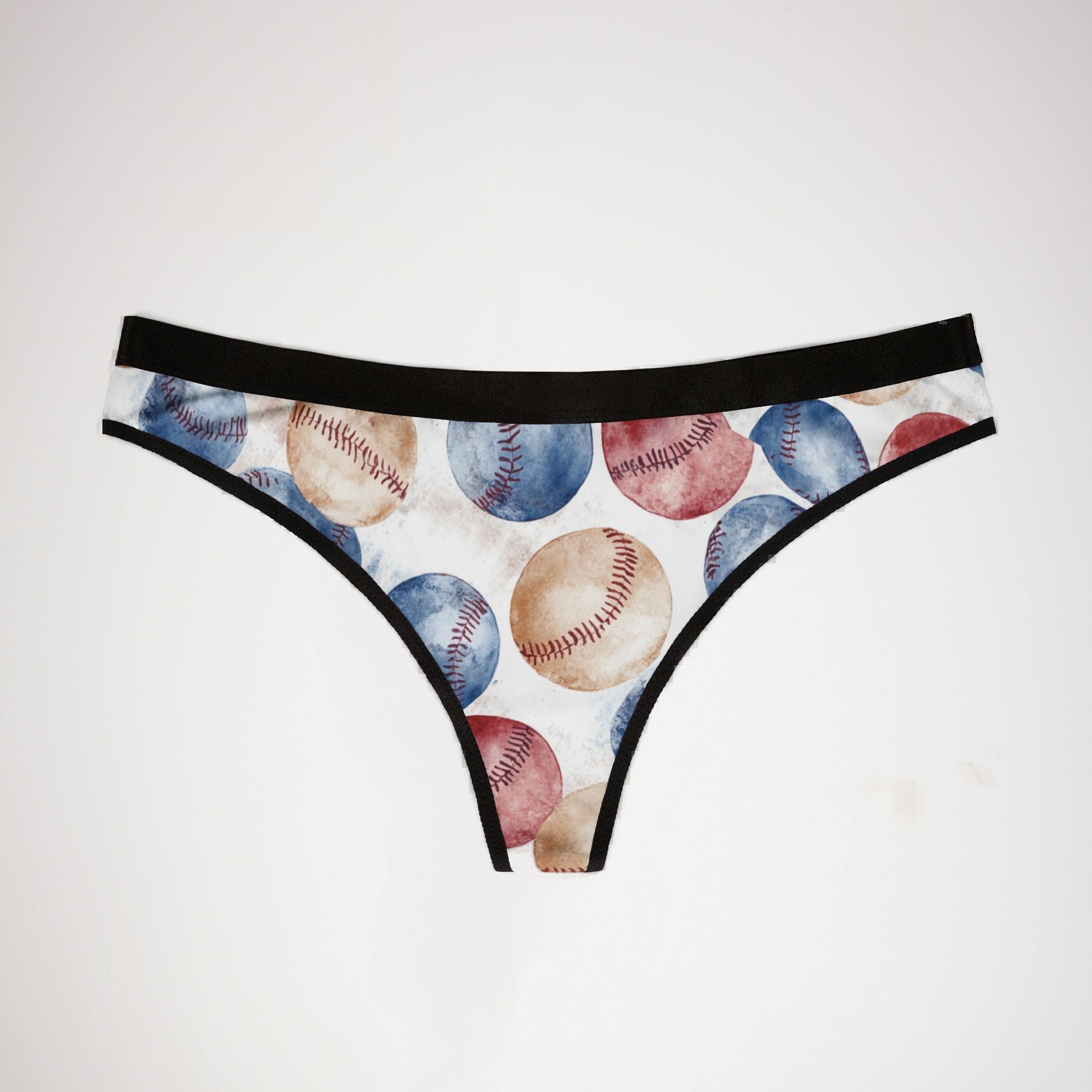 Women's thongs watercolor baseball one