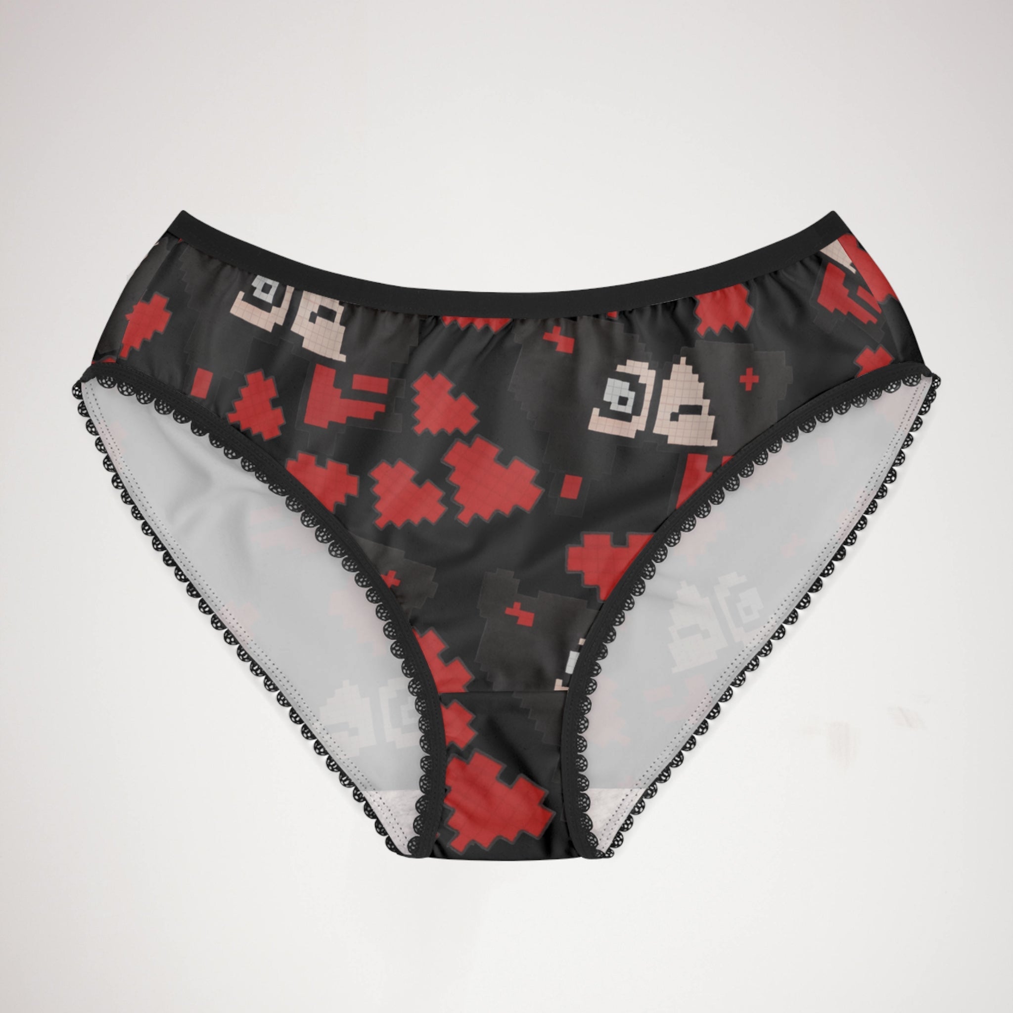 Women's briefs pixel pucca kiss heart black