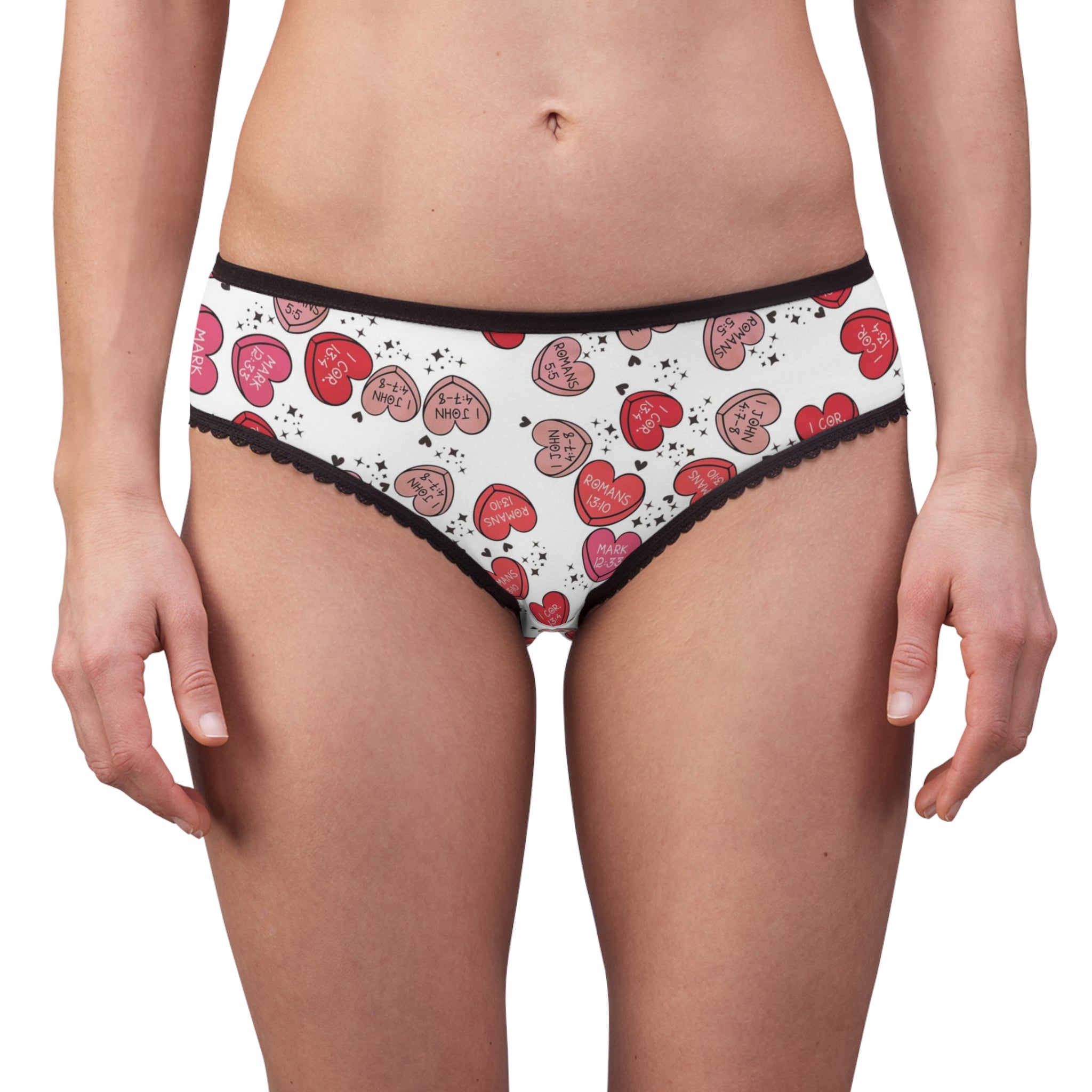 Women's briefs christian valentine sweet hearts white