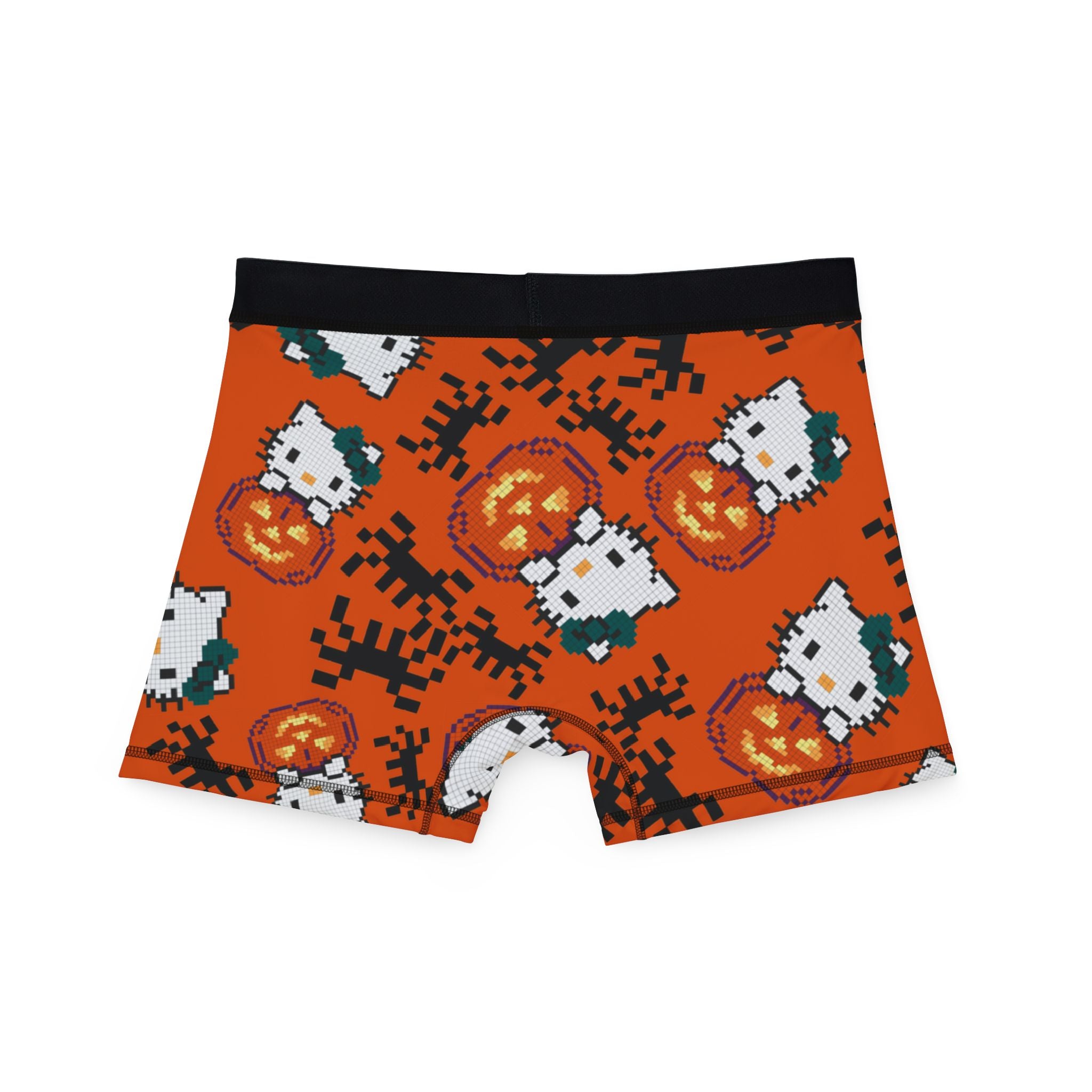 Men's boxers kitty pumpkin Halloween pixel spider orange