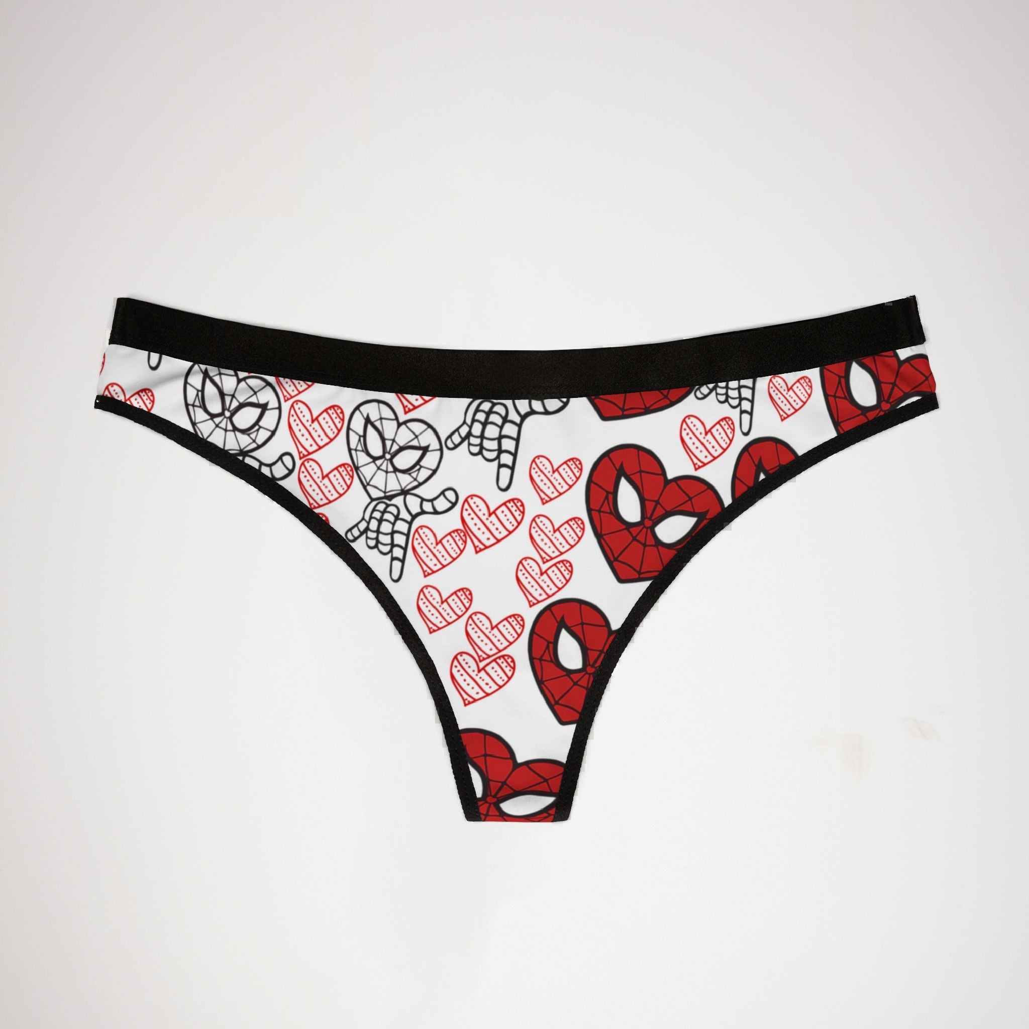 Women's thongs spider heart white