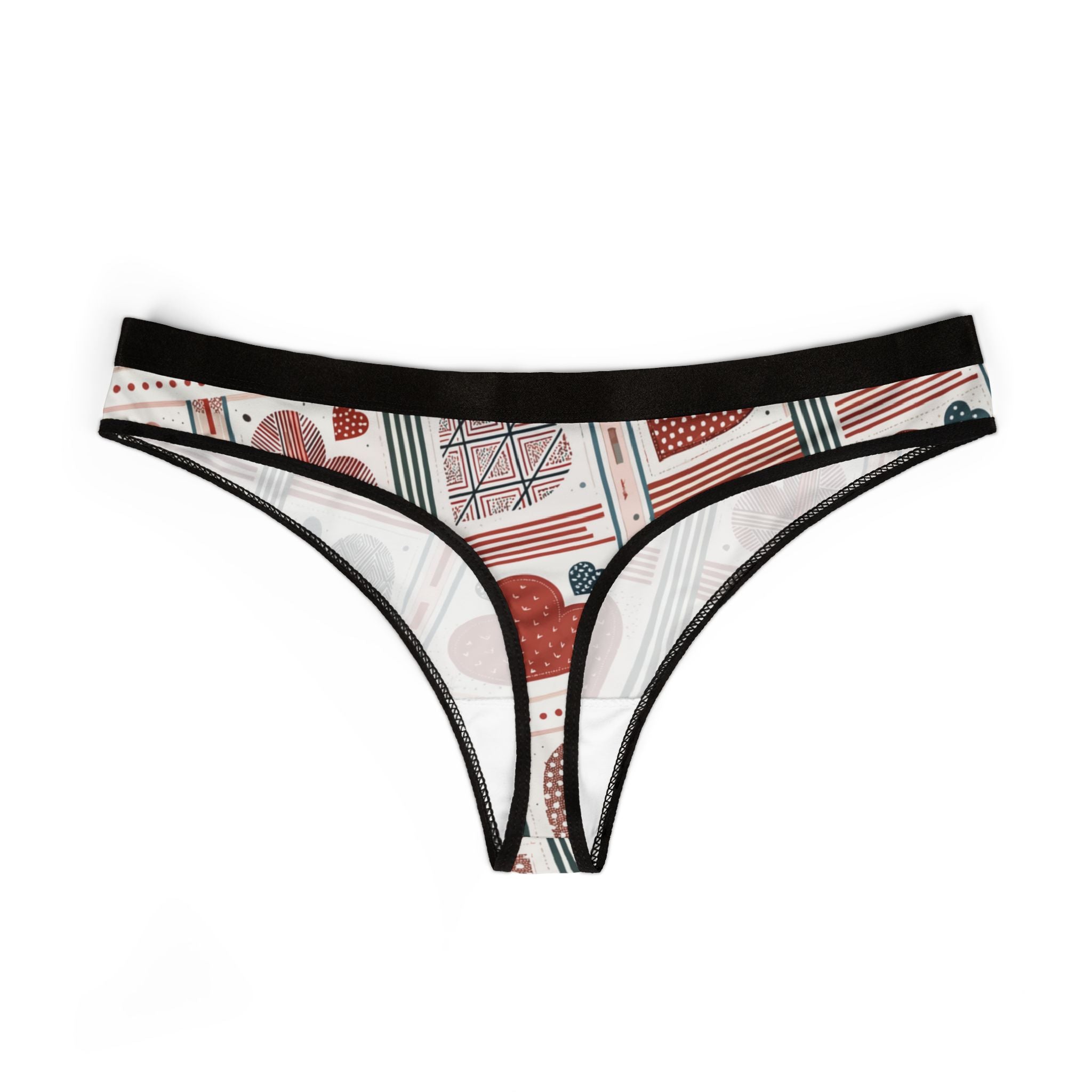 Women's thongs valentine heart retro one