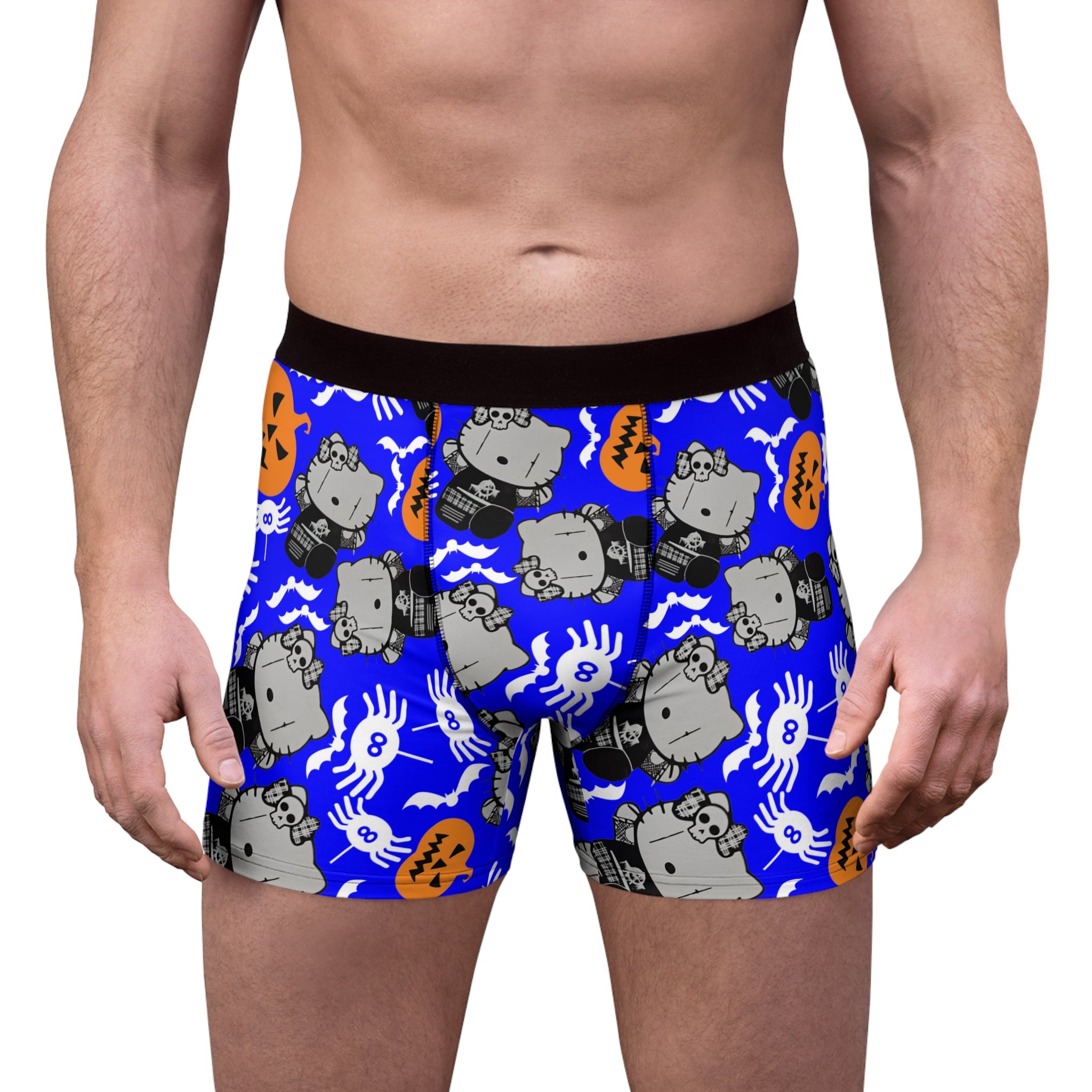 Men's boxer briefs kitty blank pumpkin halloween blue