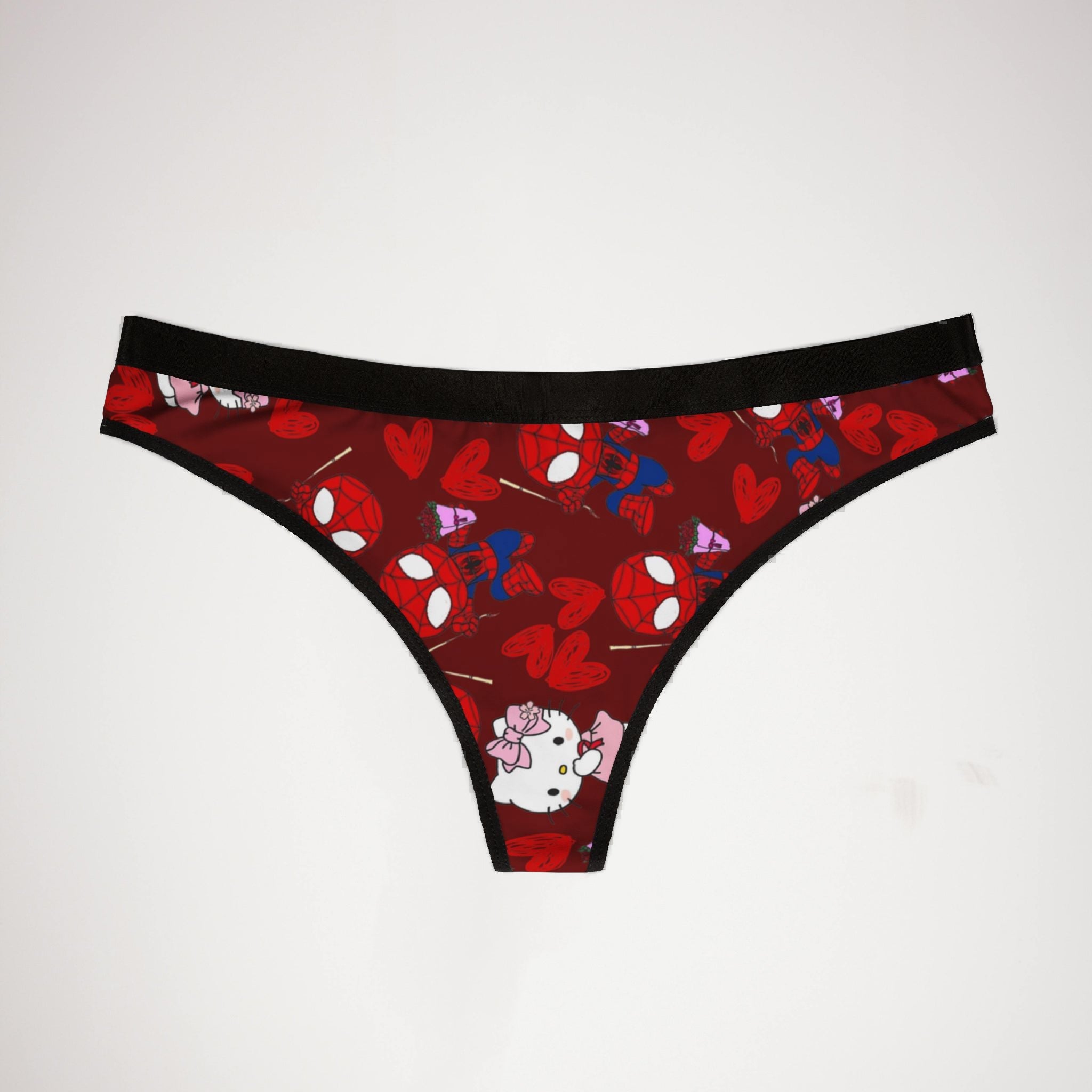 Women's thongs spider kitty flower red