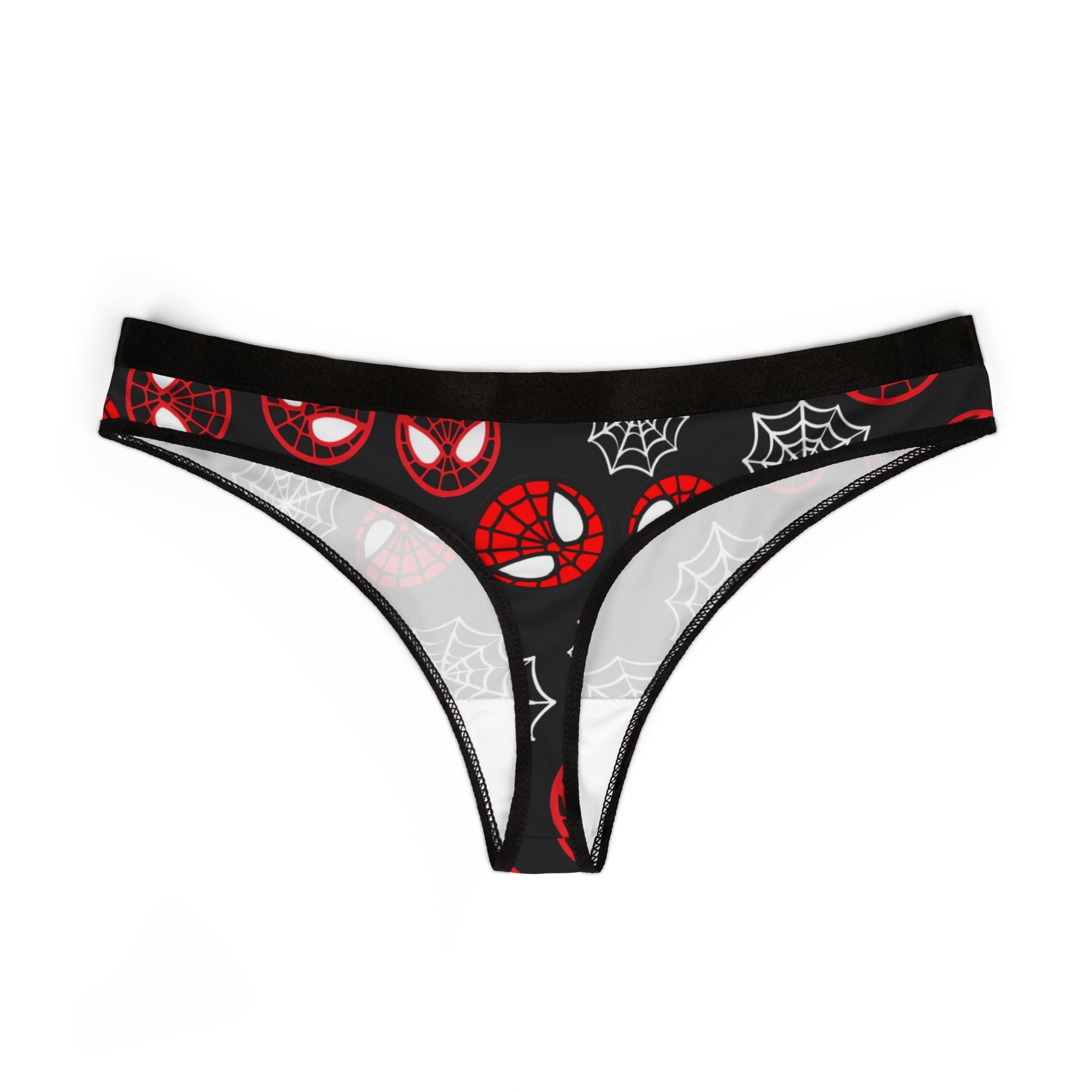 Women's thongs spider circle web black